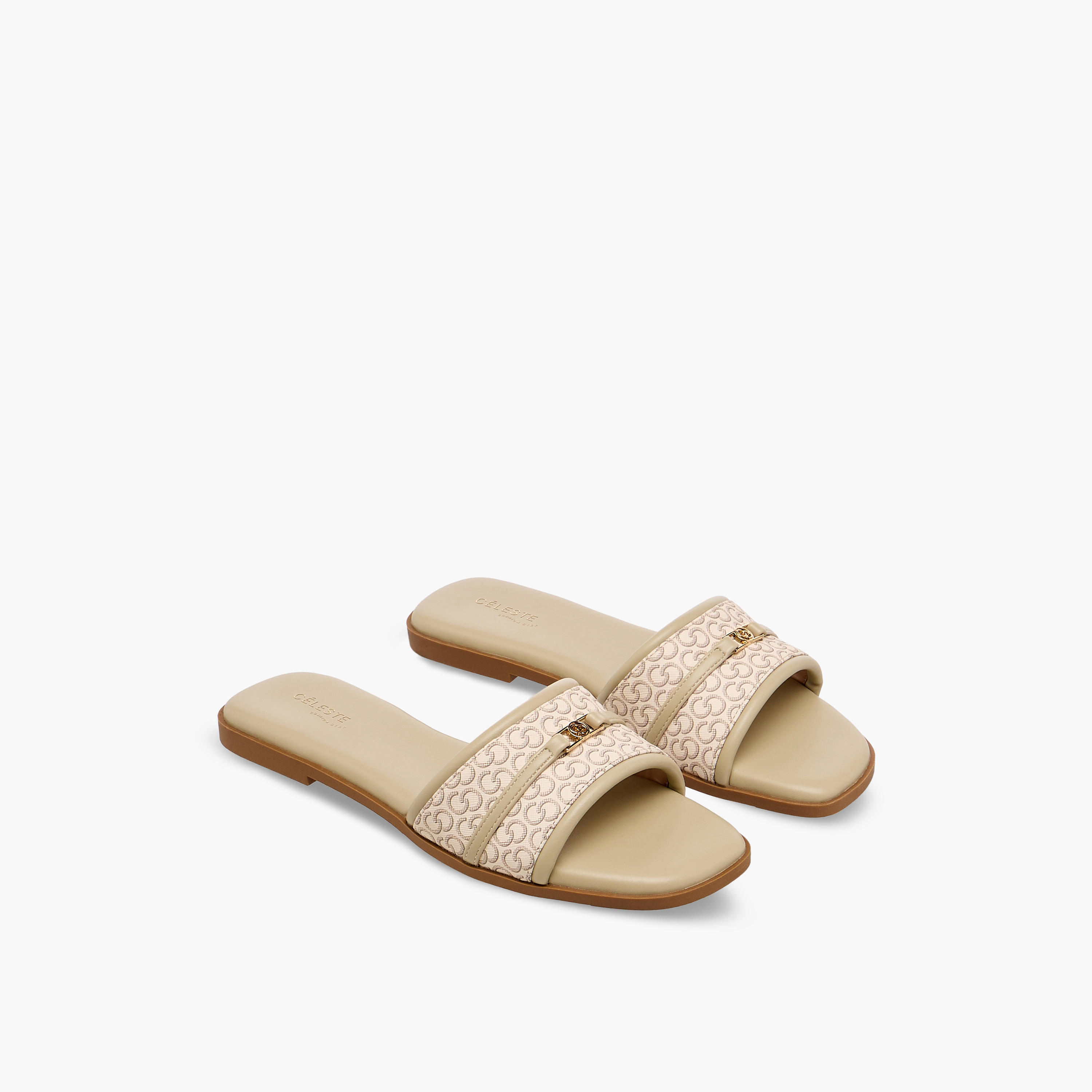 Celeste Women Monogram Accent Flat Sandals-women-shoes-flats-sandals-image-1
