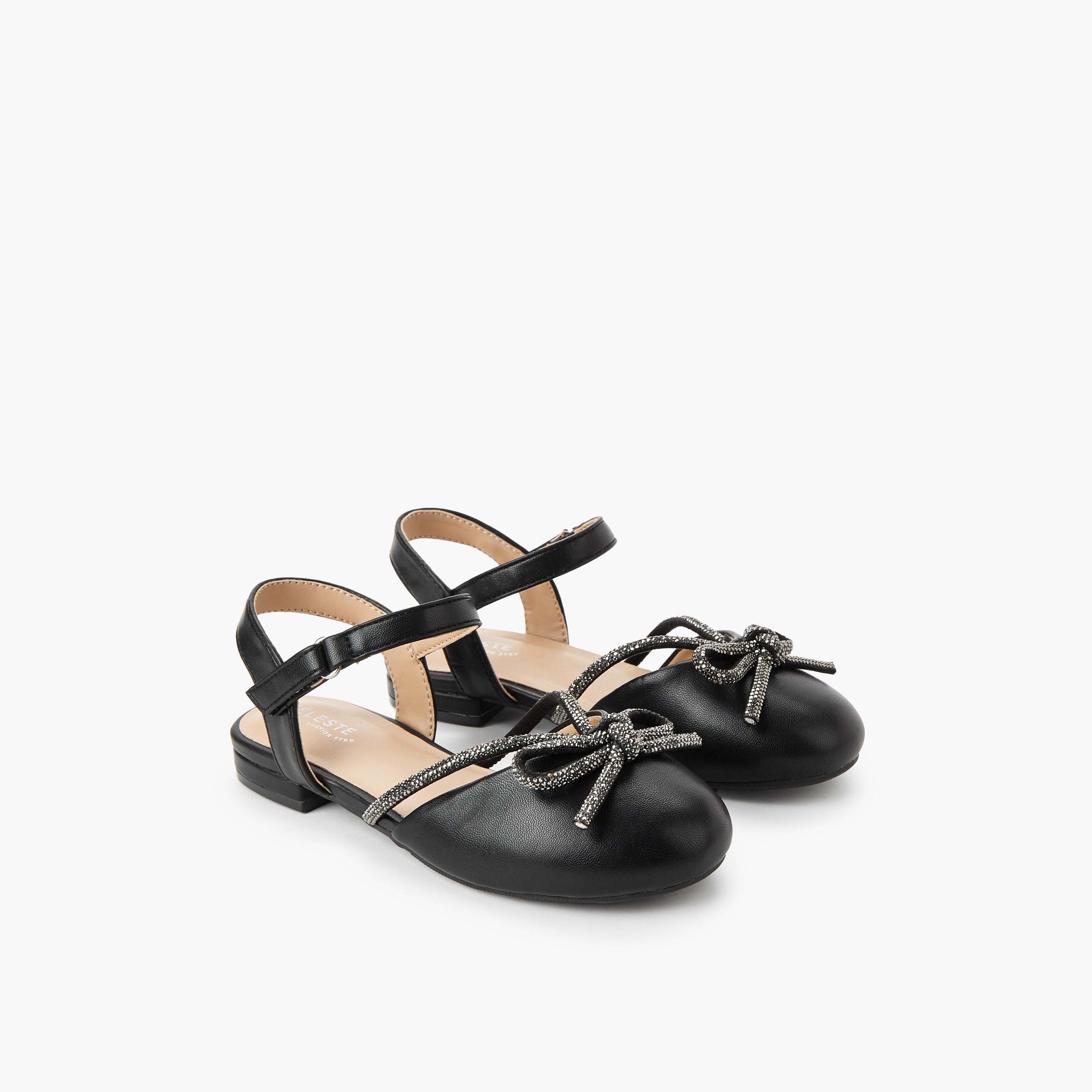 Celeste Girls Hook & Loop Ballerina Shoes-girls-shoes-ballerinas-image-1