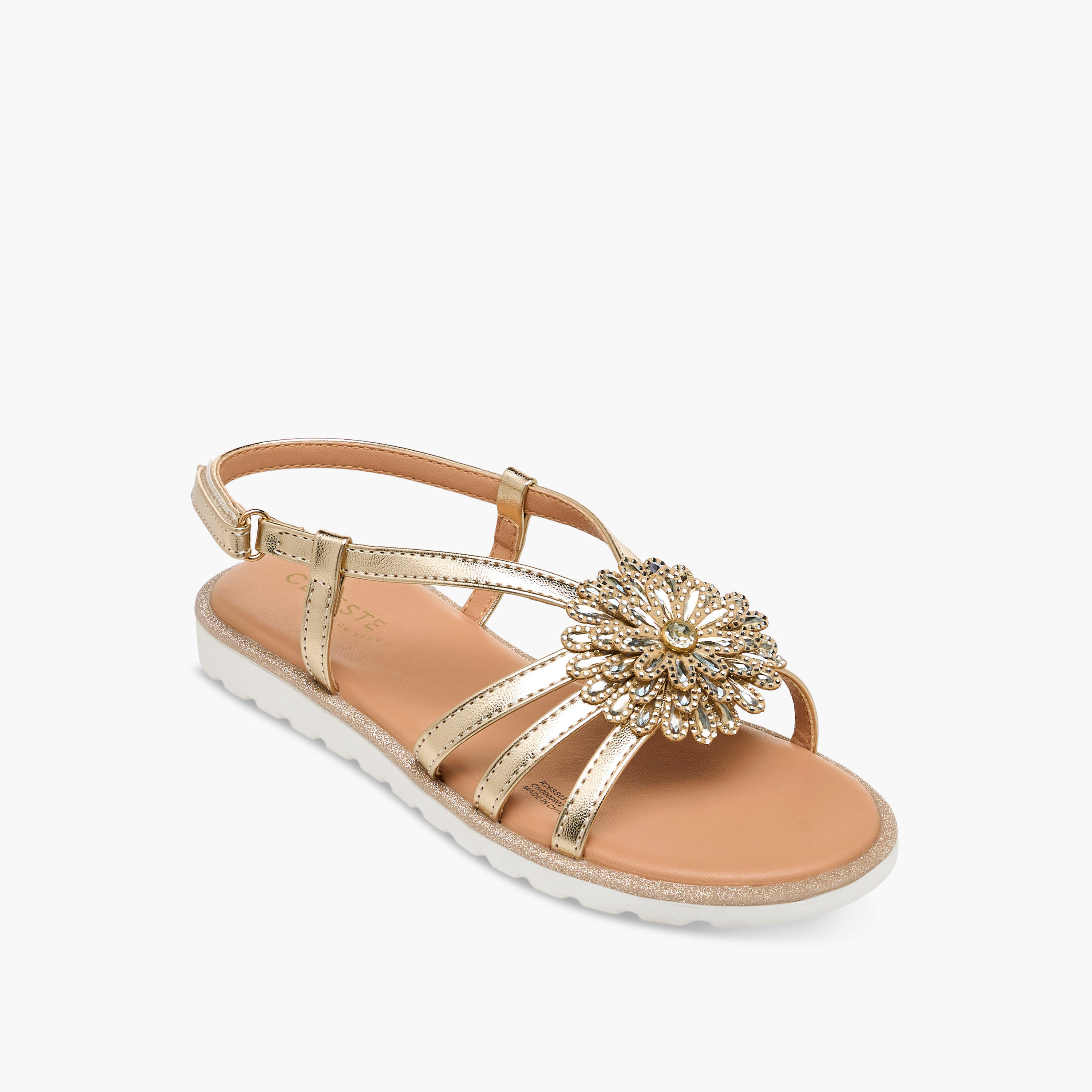 Celeste Girls Floral Embellished Sandals-girls-shoes-sandals-image-2