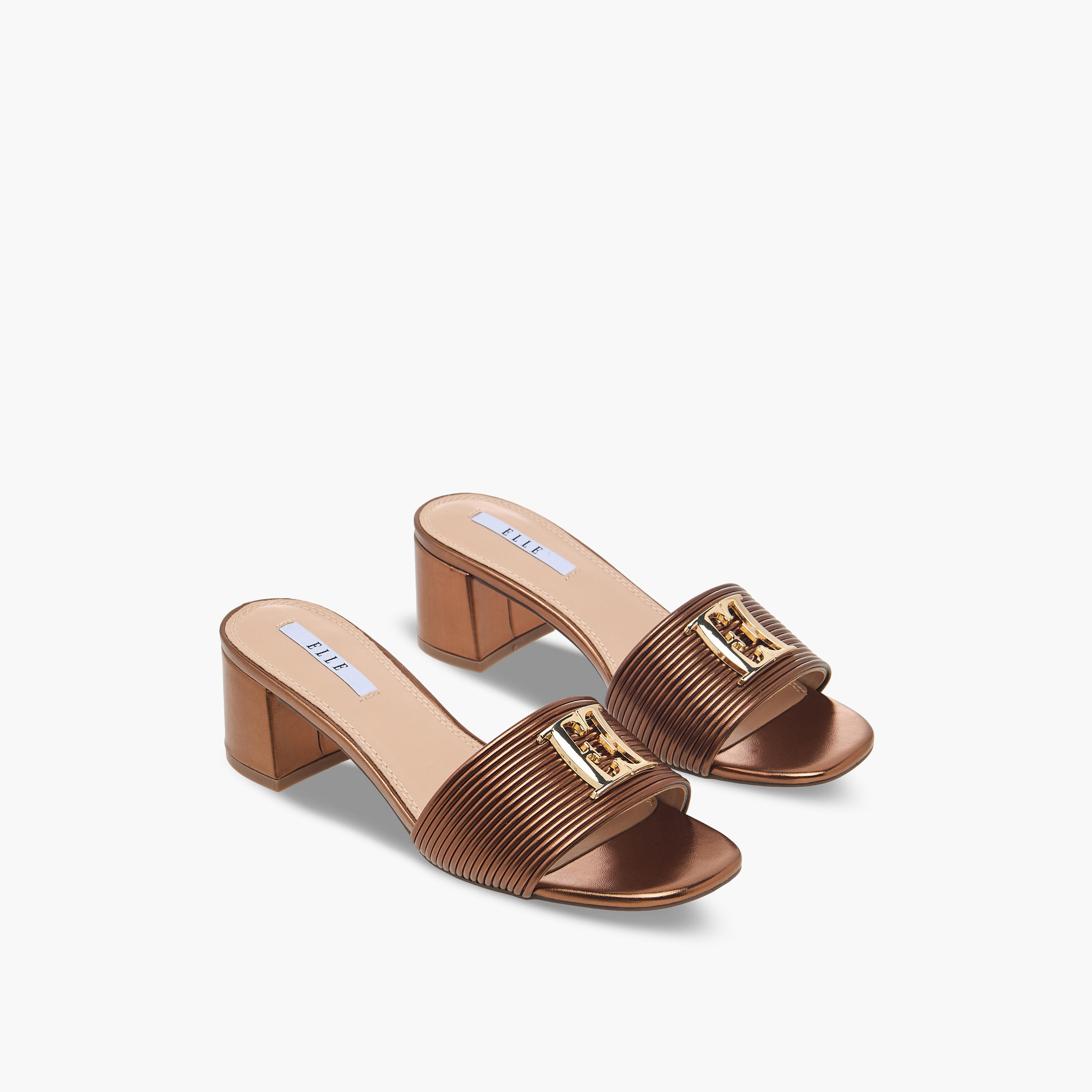 Elle Women Metallic Block Heel Sandals-women-shoes-sandals-heeled-image-1