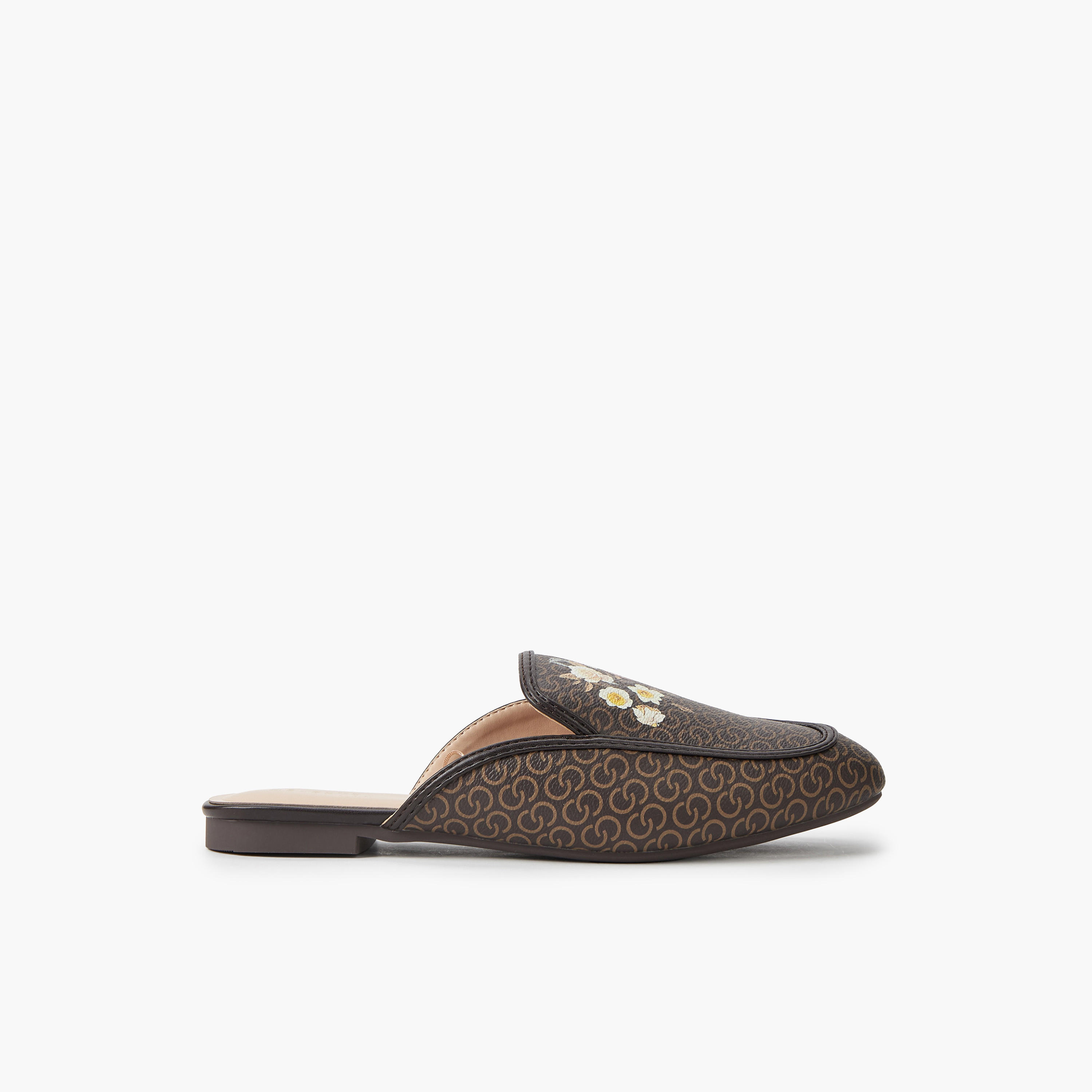 Celeste Women Monogram Floral Print Mules-women-shoes-flats-mules-image-3