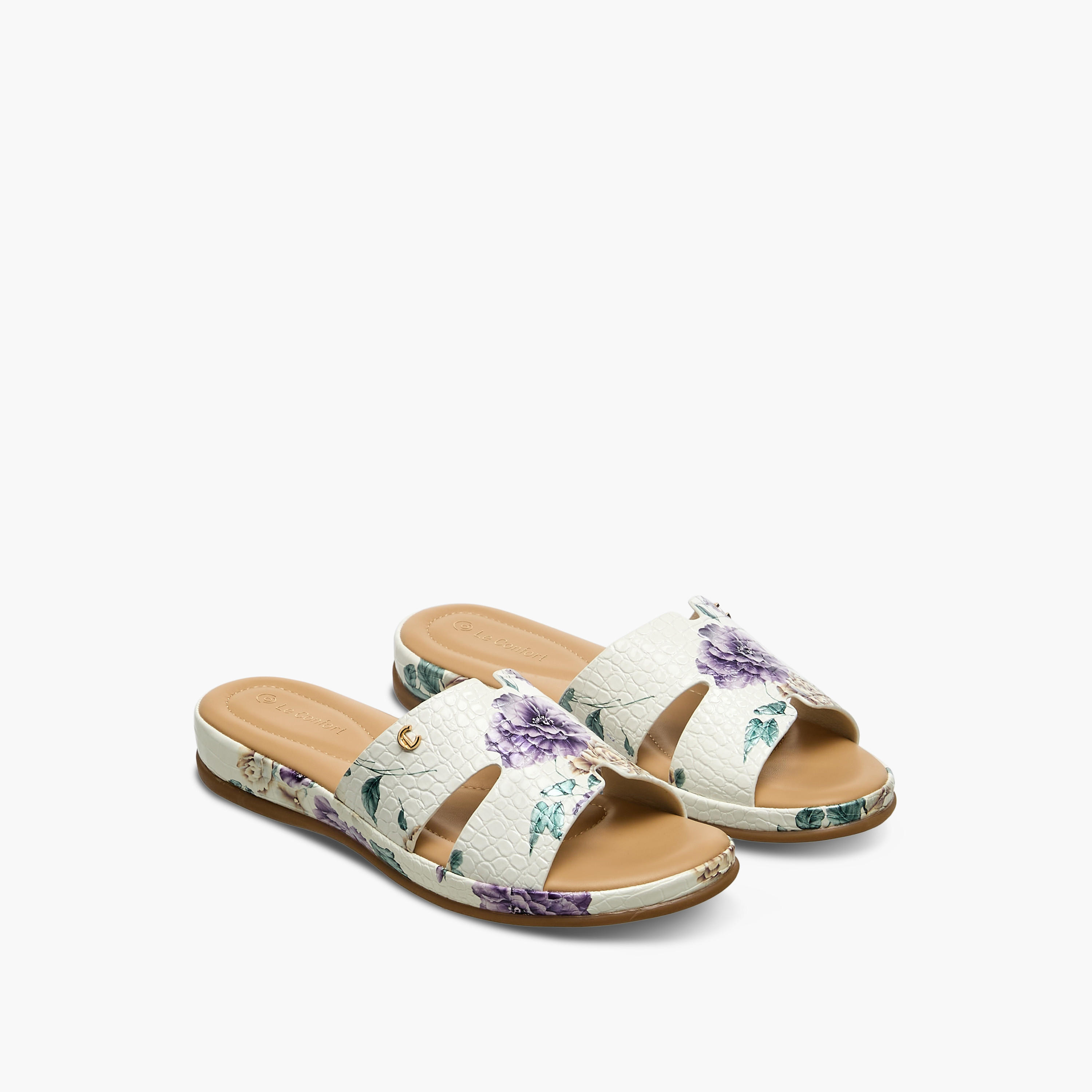 Le Confort Women Floral Print Slide Sandals-women-shoes-flats-sandals-image-1
