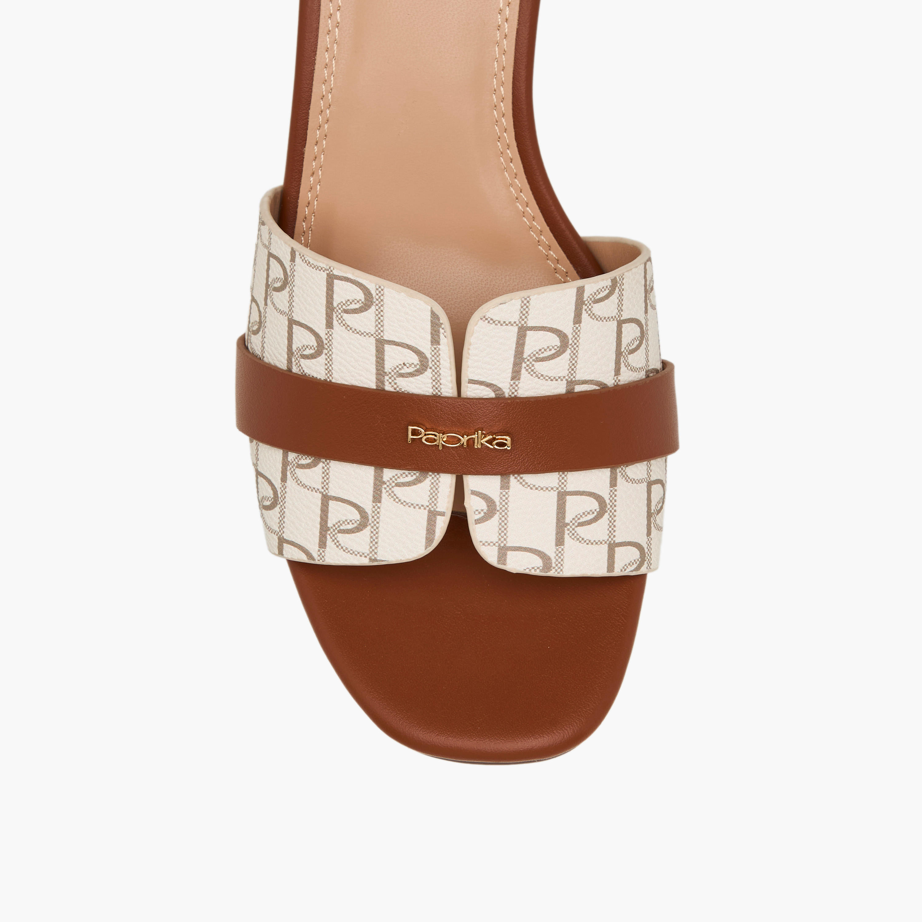 Paprika Women Monogram Print Slip-On Sandals-women-shoes-sandals-heeled-image-4