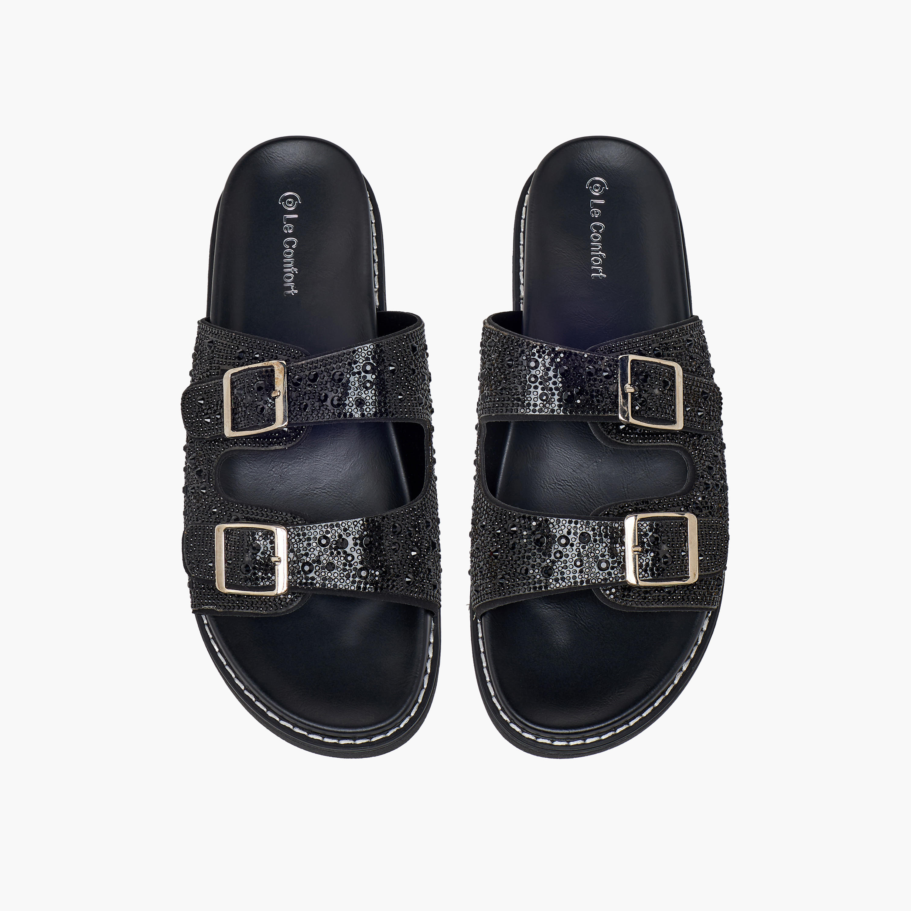 Le Confort Women Embellished Buckle Accent Sandals-women-shoes-sandals-flats-image-1
