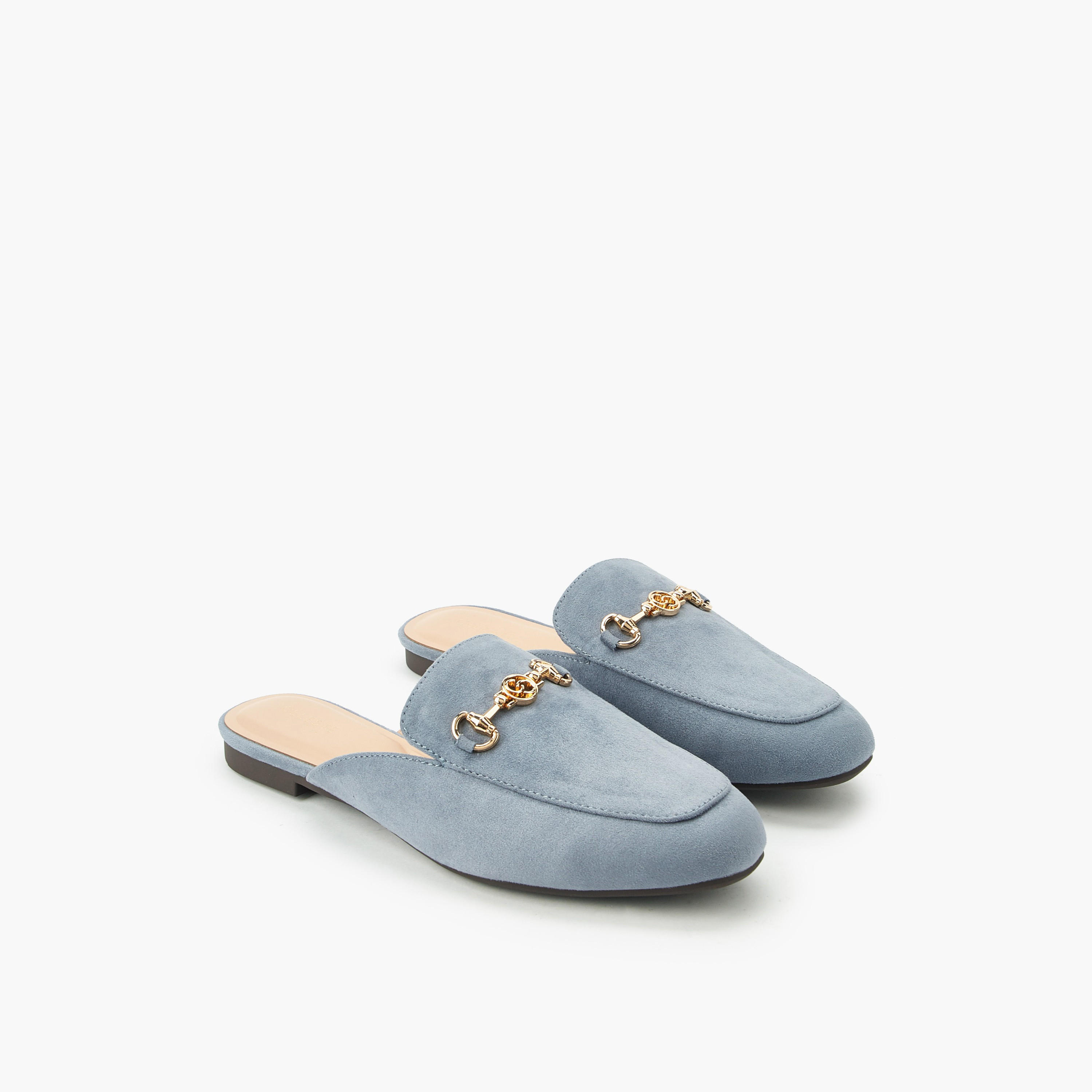 Celeste Women Horsebit Detail Suede Slip-On Mules-women-shoes-flats-mules-image-1