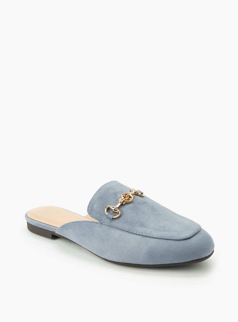 Celeste Women Horsebit Detail Suede Slip-On Mules-women-shoes-flats-mules-image-2
