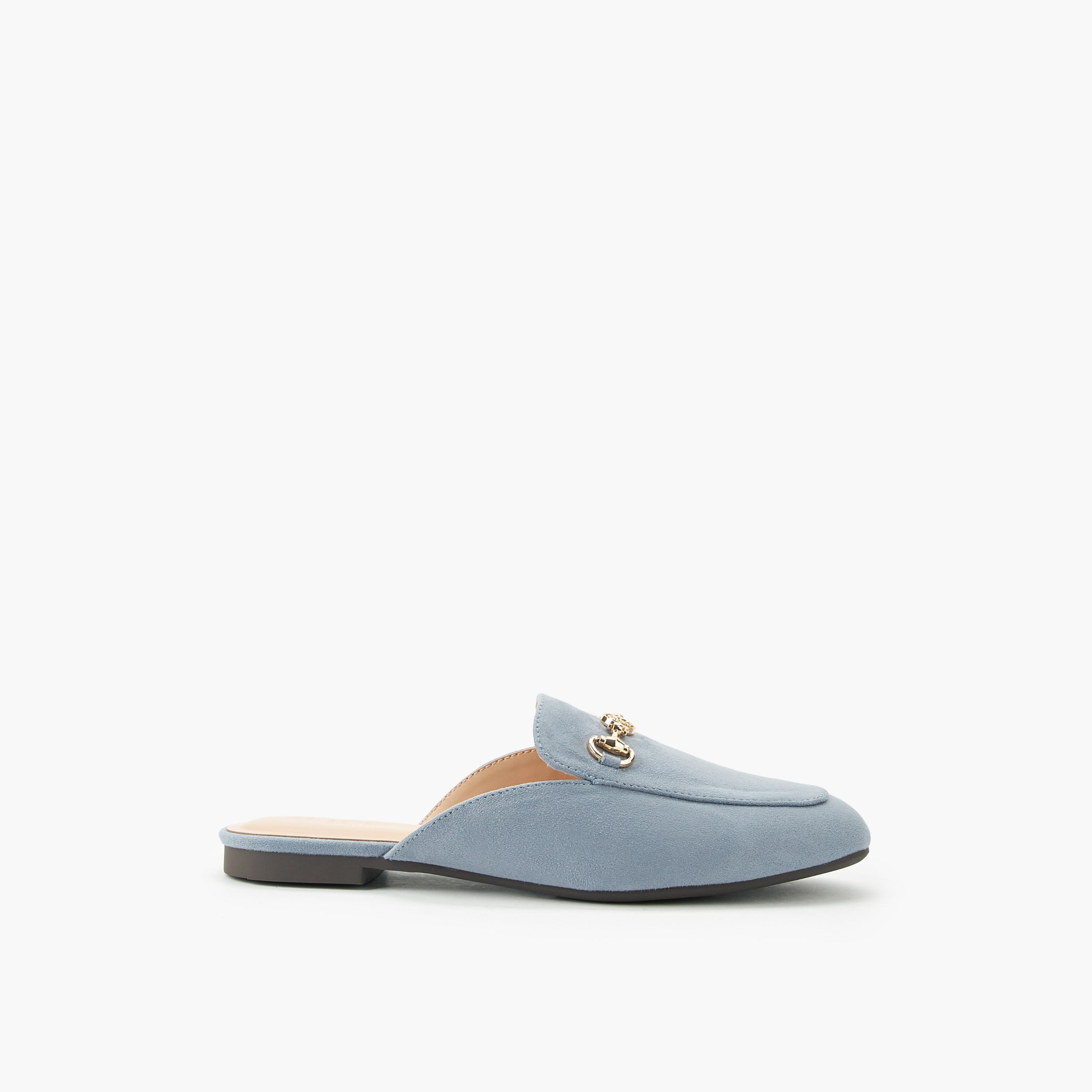 Celeste Women Horsebit Detail Suede Slip-On Mules-women-shoes-flats-mules-image-3