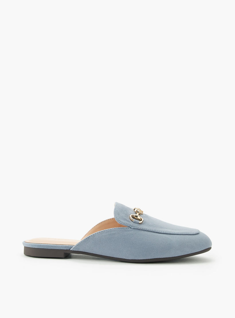 Celeste Women Horsebit Detail Suede Slip-On Mules-women-shoes-flats-mules-image-3
