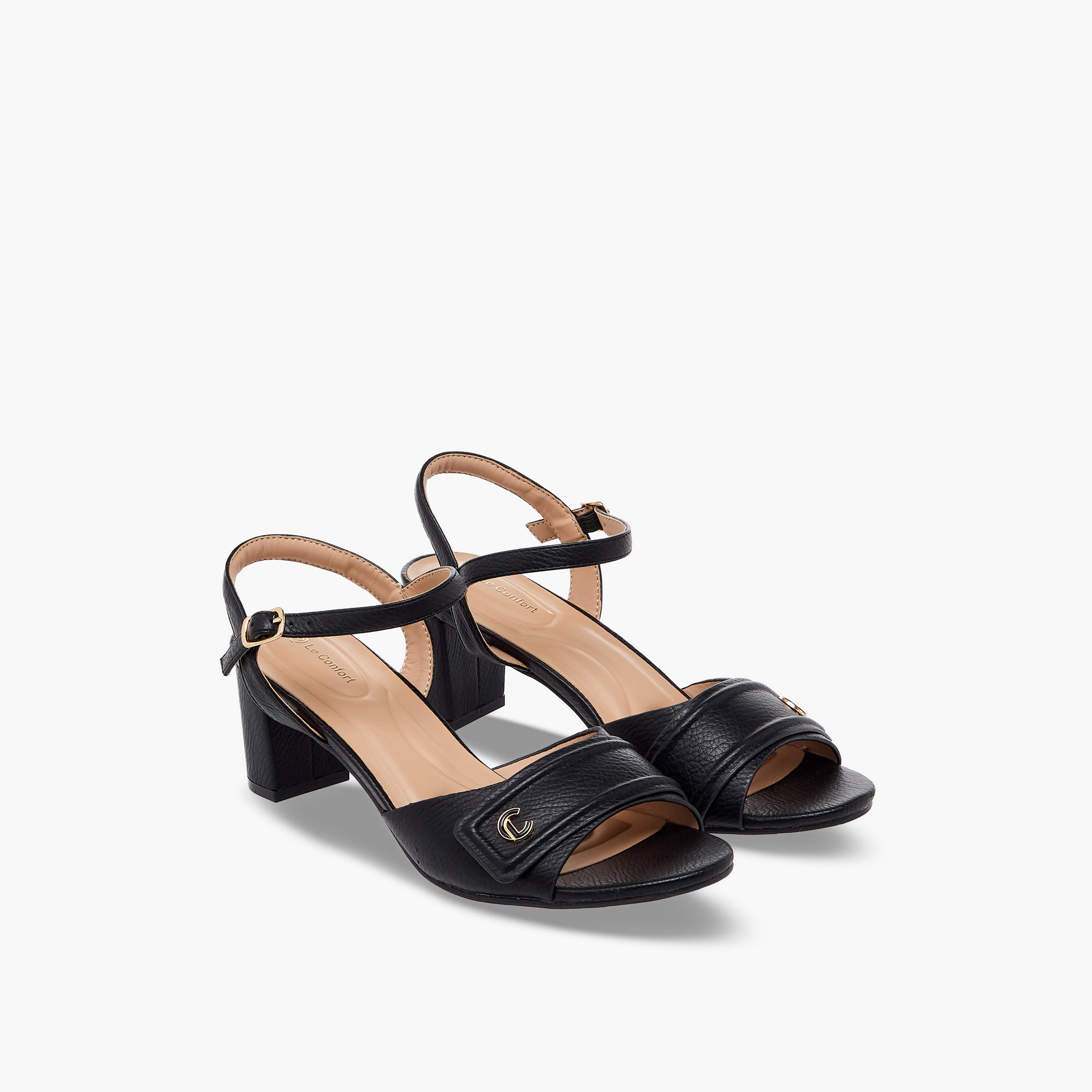 صندل بارز الملمس بكعب عريض من لو كونفورت-women-shoes-sandals-heeled-image-1