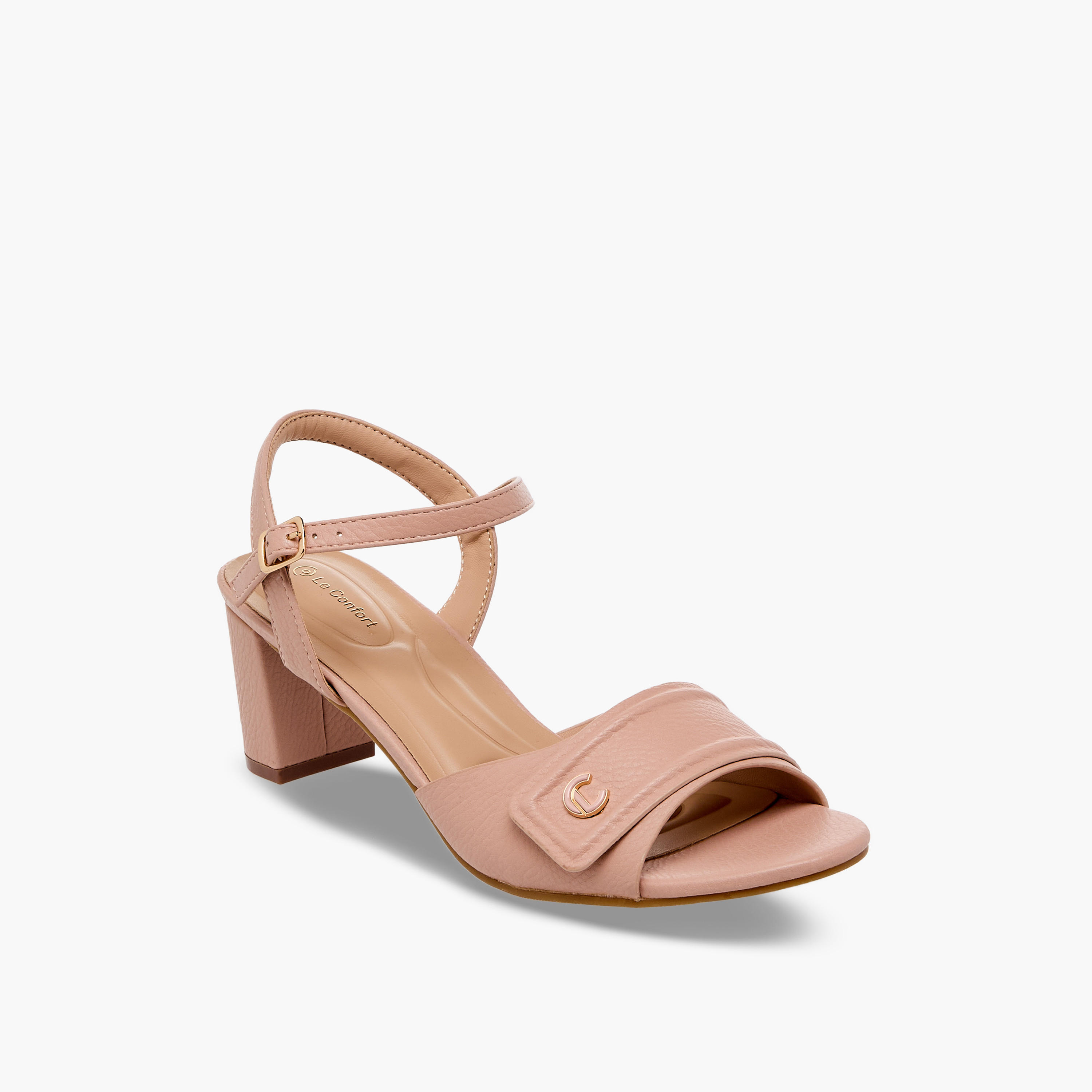 Le Confort Women Textured Block Heel Sandals-women-shoes-sandals-heeled-image-2