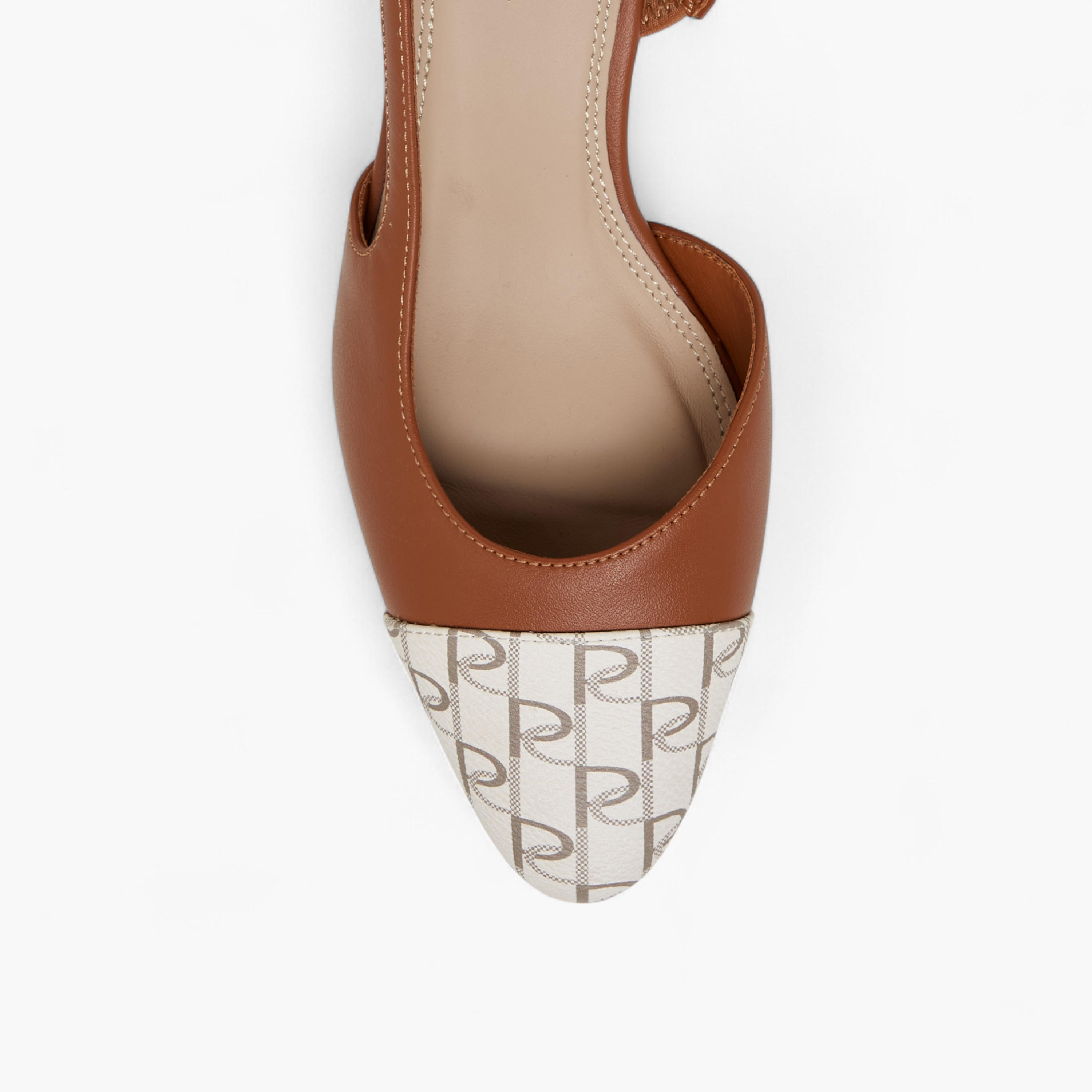 Paprika Monogram Print Slingback Shoes with Block Heels-women-shoes-heels-image-4