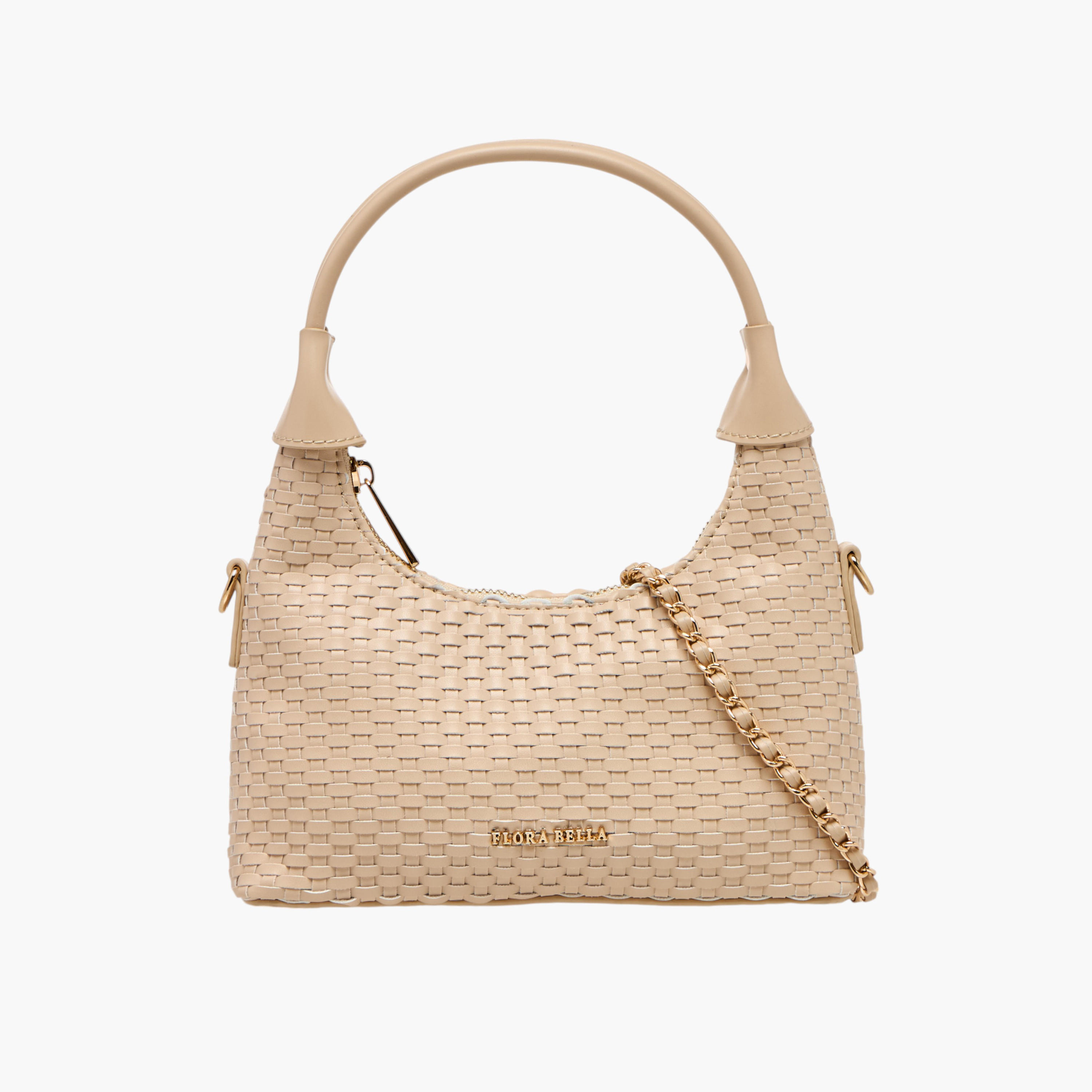 Flora Bella Weave Textured Shoulder Bag with Zip Closure-women-bagsandwallets-handbags-image-1