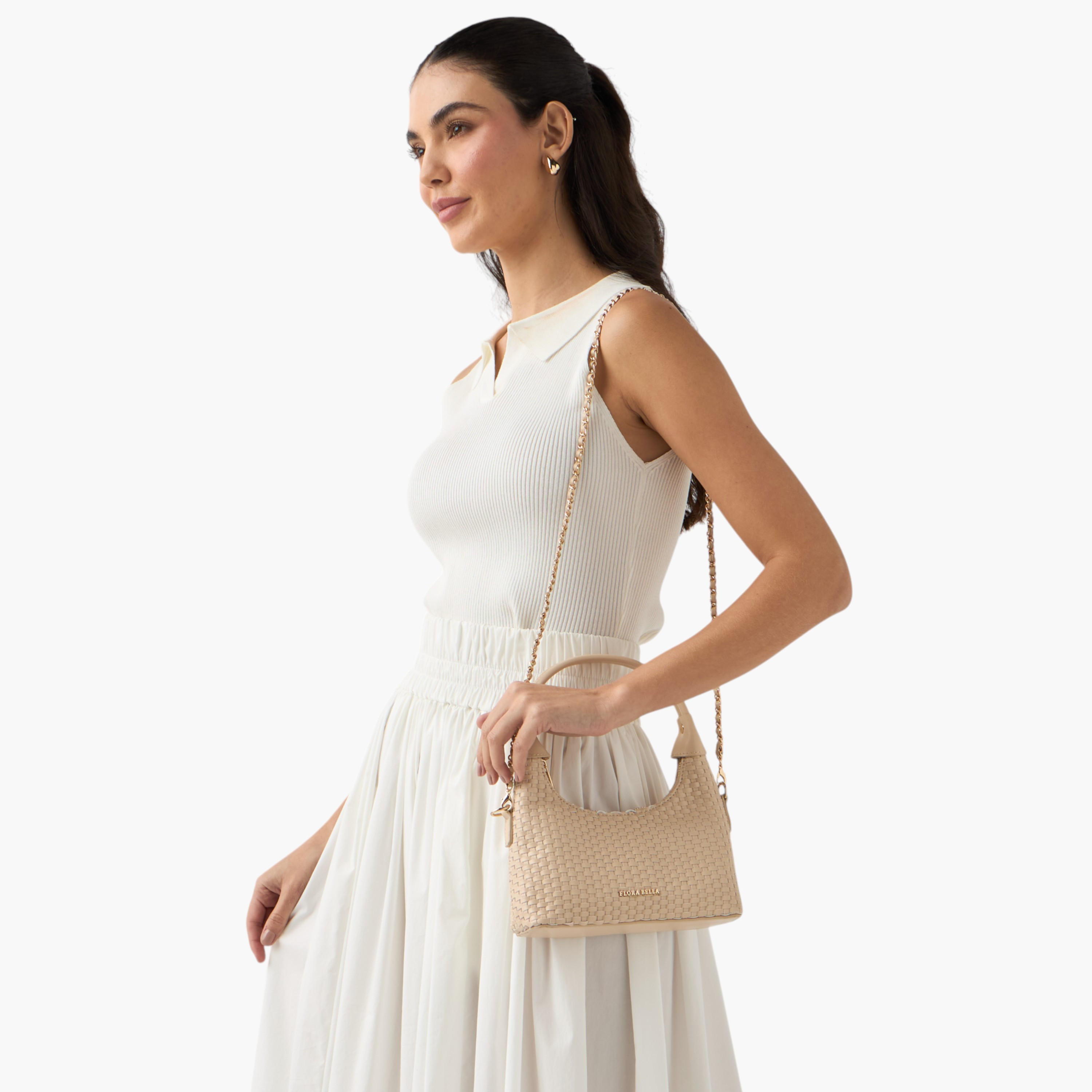 Flora Bella Weave Textured Shoulder Bag with Zip Closure-women-bagsandwallets-handbags-image-2