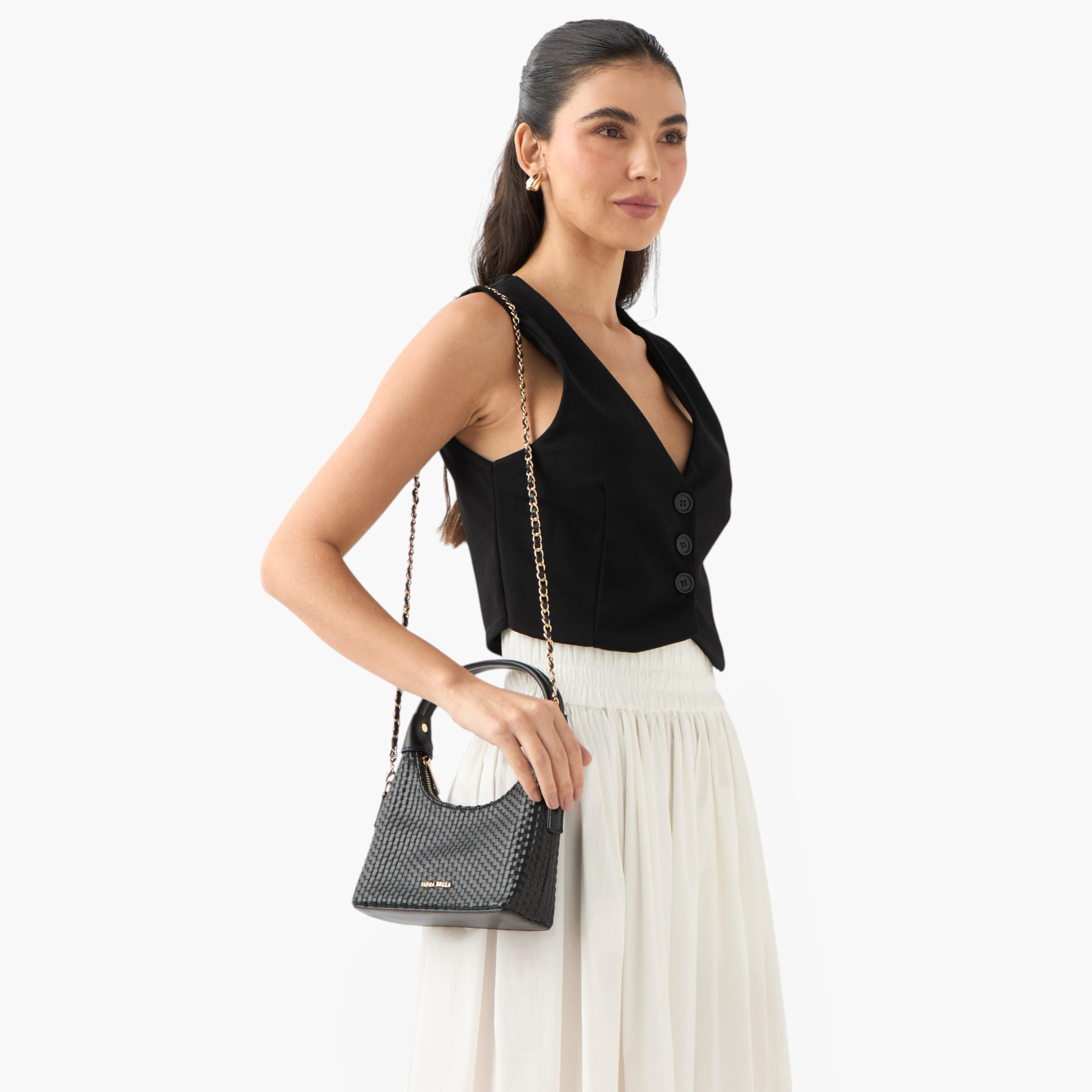 شنطة كتف منسوجة بارزة الملمس بسحاب إغلاق من فلورا بيلا-women-bagsandwallets-handbags-image-2