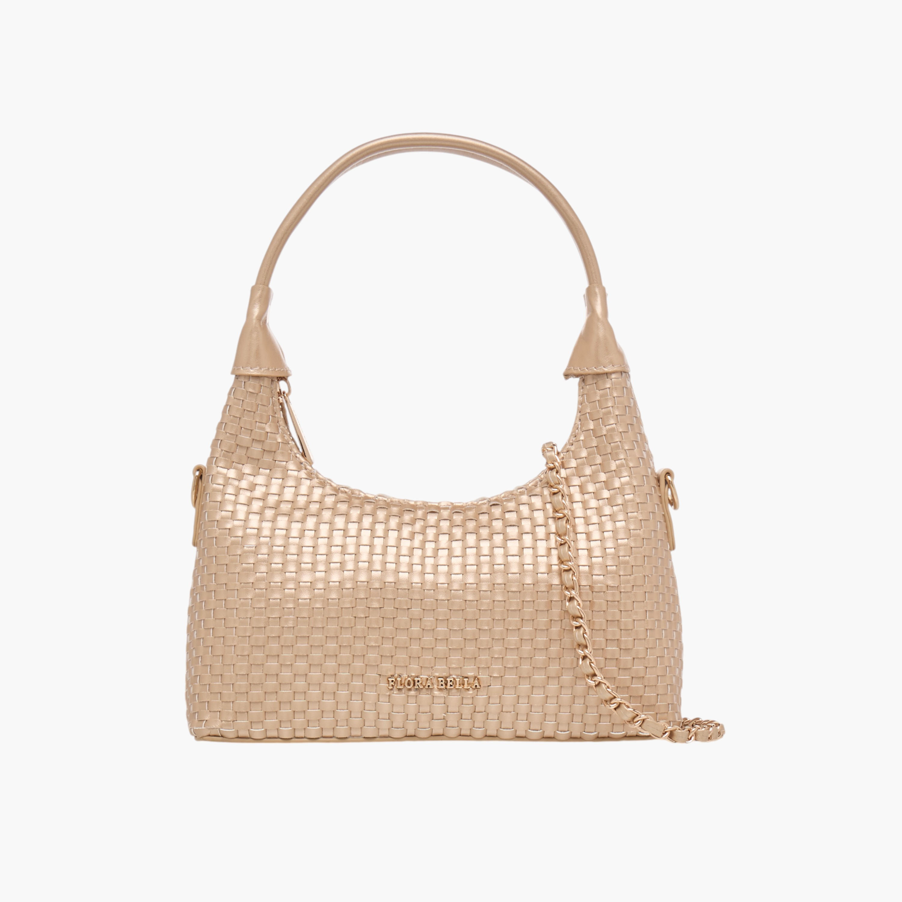 Flora Bella Weave Textured Shoulder Bag with Zip Closure-women-bagsandwallets-handbags-image-1