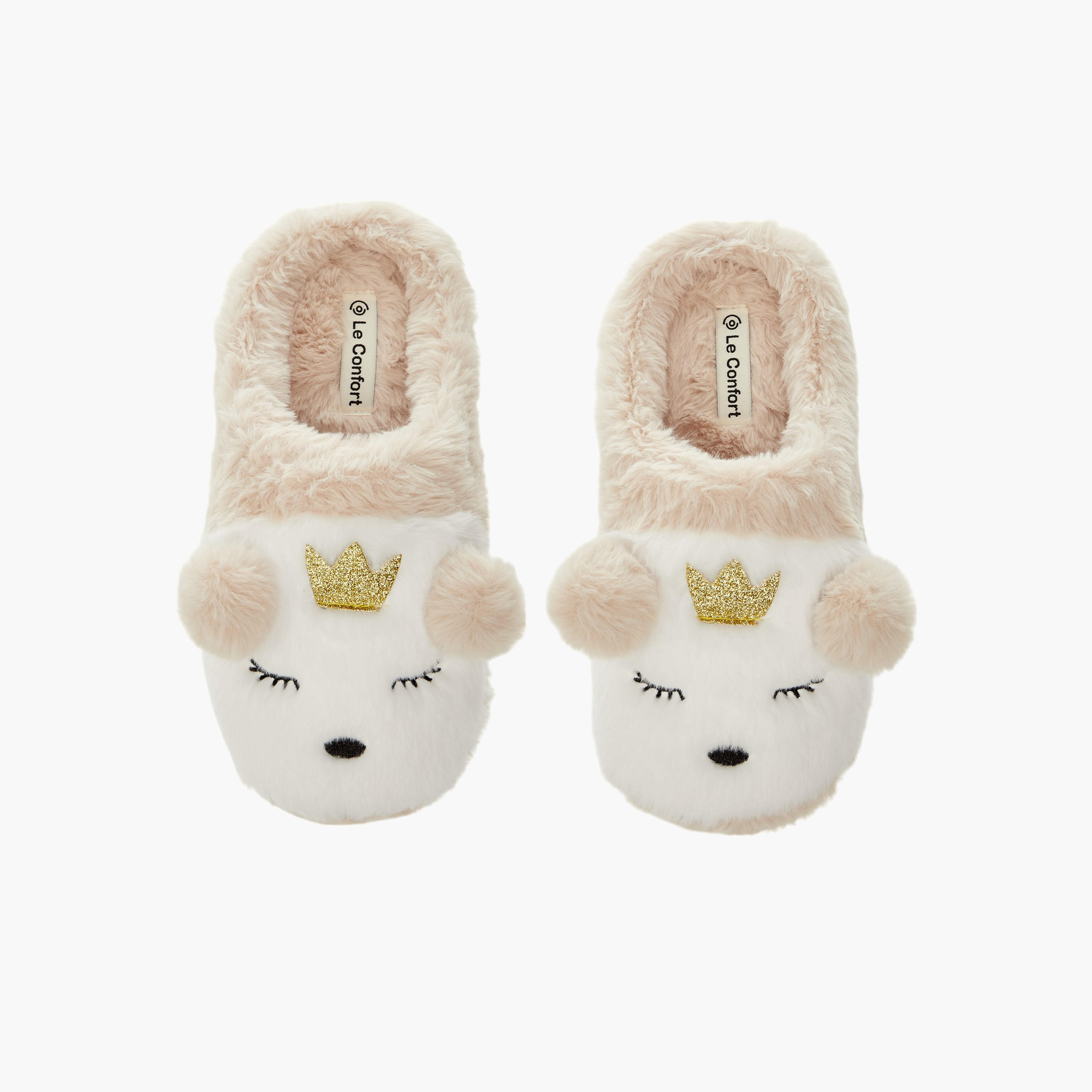 حذاء ميول سهل الارتداء بتزيينات دب لغرفة النوم من لي كونفورت-women-shoes-bedroomslippers-image-1