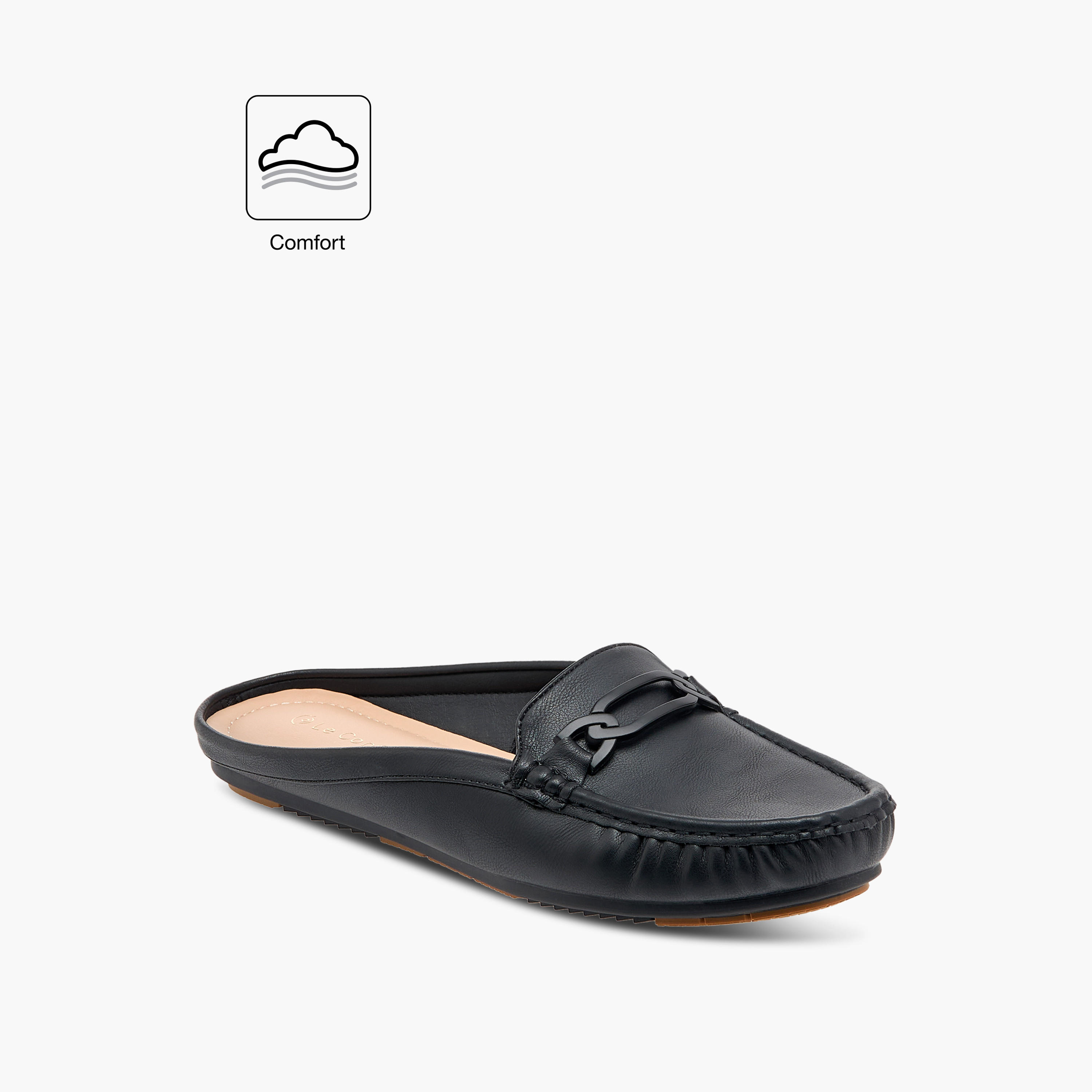 حذاء ميول مريح سهل الارتداء بزينة معدنية من لو كونفورت-women-shoes-flats-mules-image-2