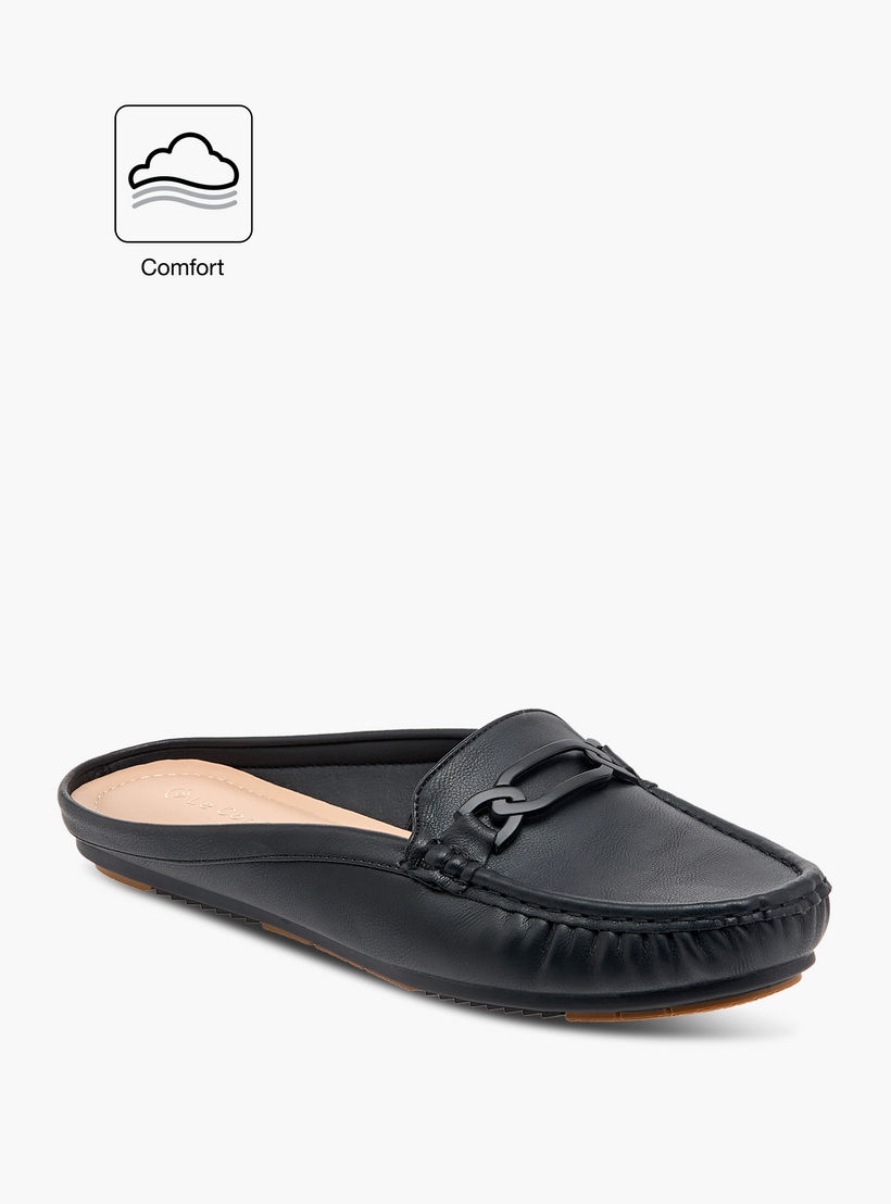 حذاء ميول مريح سهل الارتداء بزينة معدنية من لو كونفورت-women-shoes-flats-mules-image-2