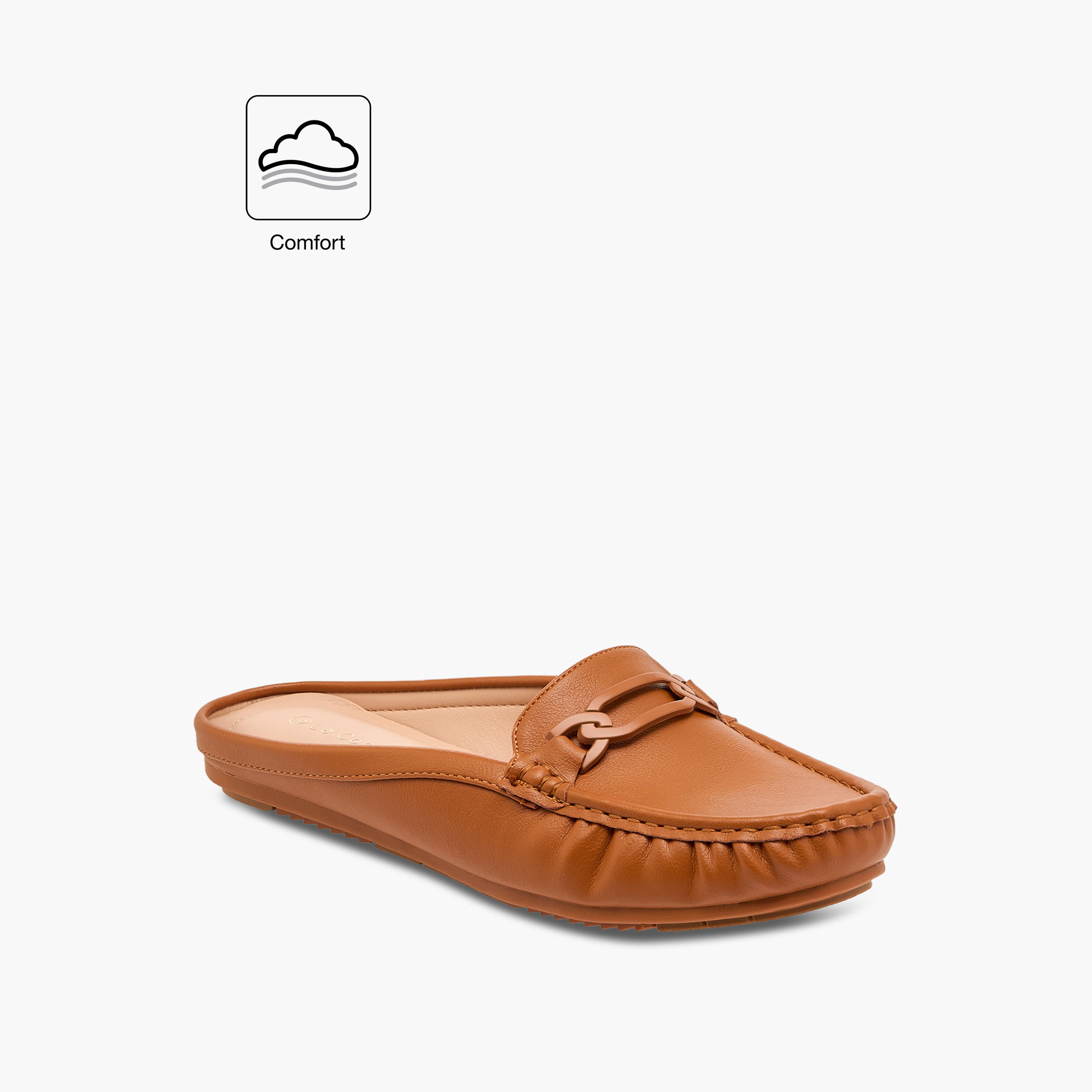 حذاء ميول مريح سهل الارتداء بزينة معدنية من لو كونفورت-women-shoes-flats-mules-image-2