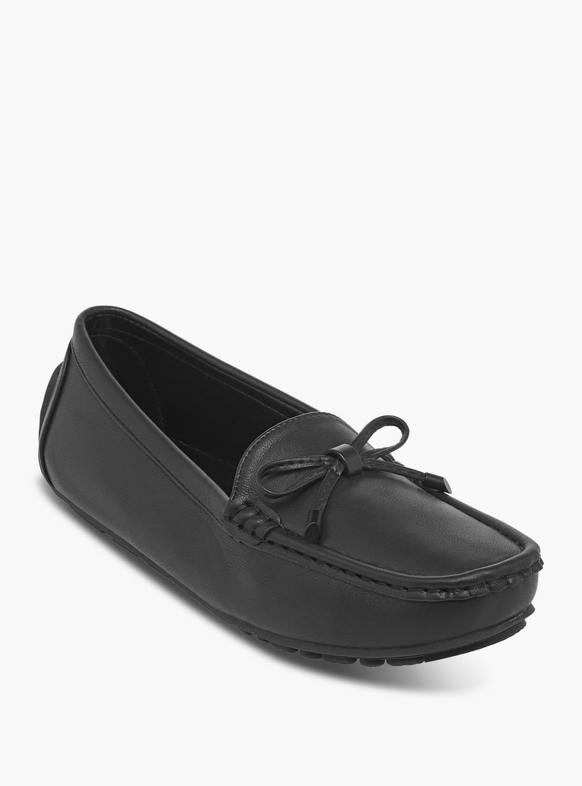 حذاء سهل الارتداء مريح بارز الملمس بزينة فيونكة من لو كونفورت-women-shoes-flats-loafers-image-2