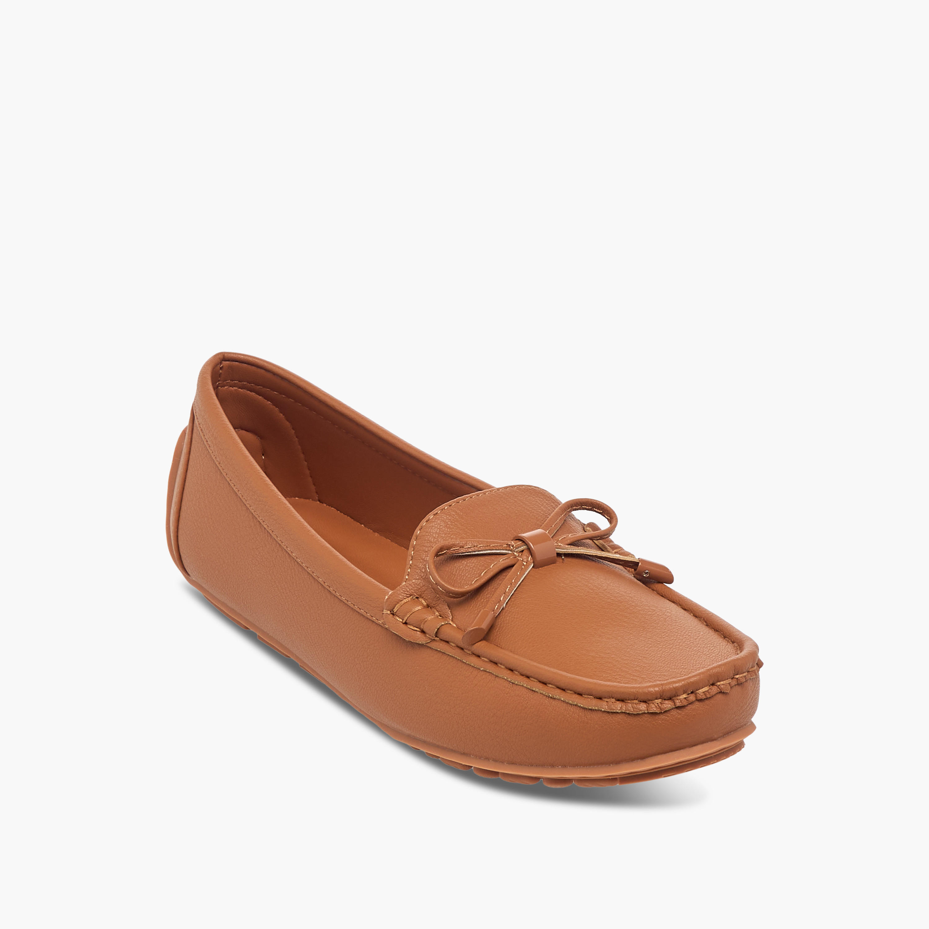 Le Confort Textured Bow Accent Slip-On Comfort Loafers-women-shoes-flats-loafers-image-2