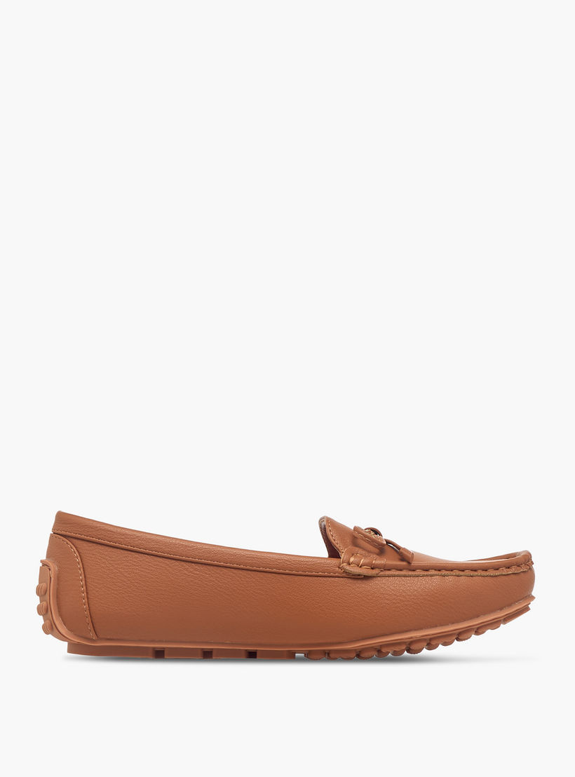 حذاء سهل الارتداء مريح بارز الملمس بزينة فيونكة من لو كونفورت-women-shoes-flats-loafers-image-3
