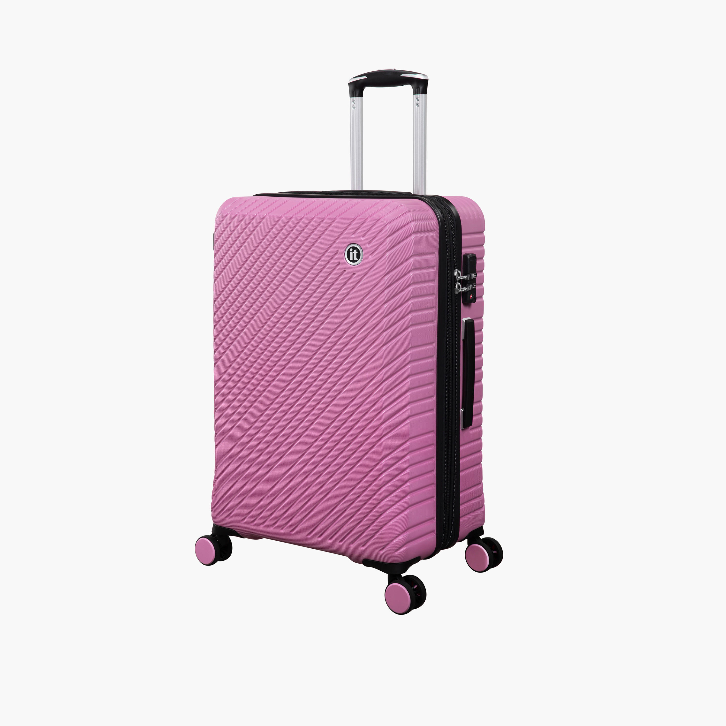 IT Textured Hardcase Luggage Trolley with Retractable Handle - 24 Inches Check-in Bag-travel-luggagesandbags-luggage-image-2
