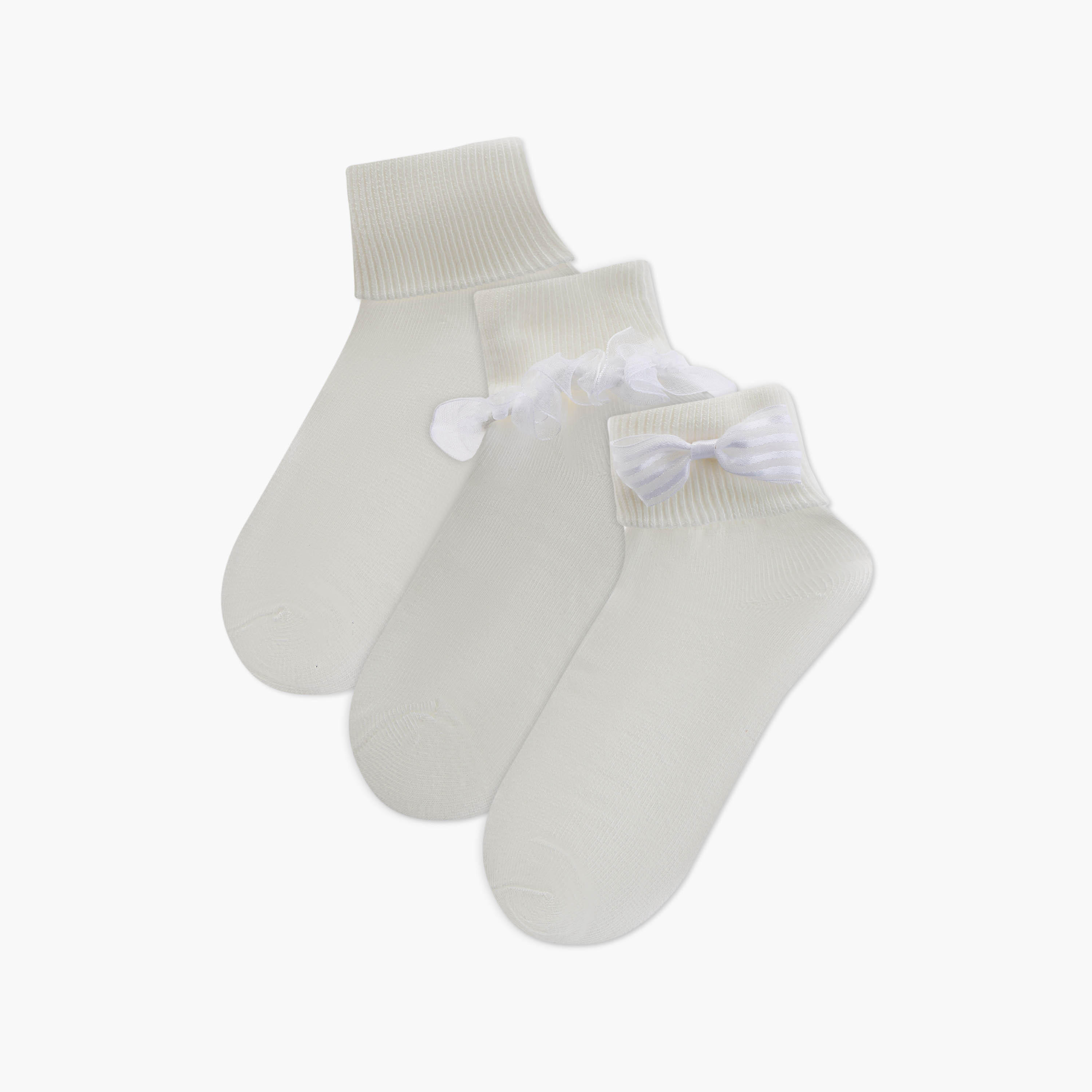 Flora Bella Bow Detail Socks - Set of 3-girls-accessories-socks-image-1