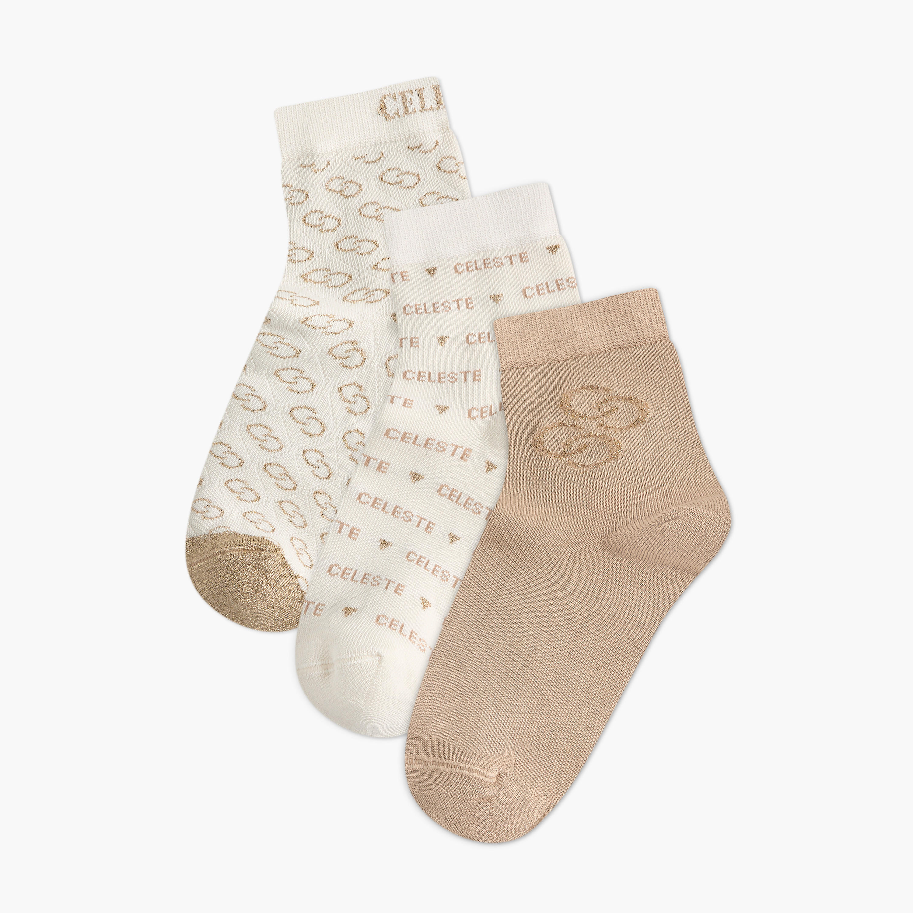 Celeste Textured Non Terry Ankle Length Socks - Set of 3-women-socksandstockings-image-1