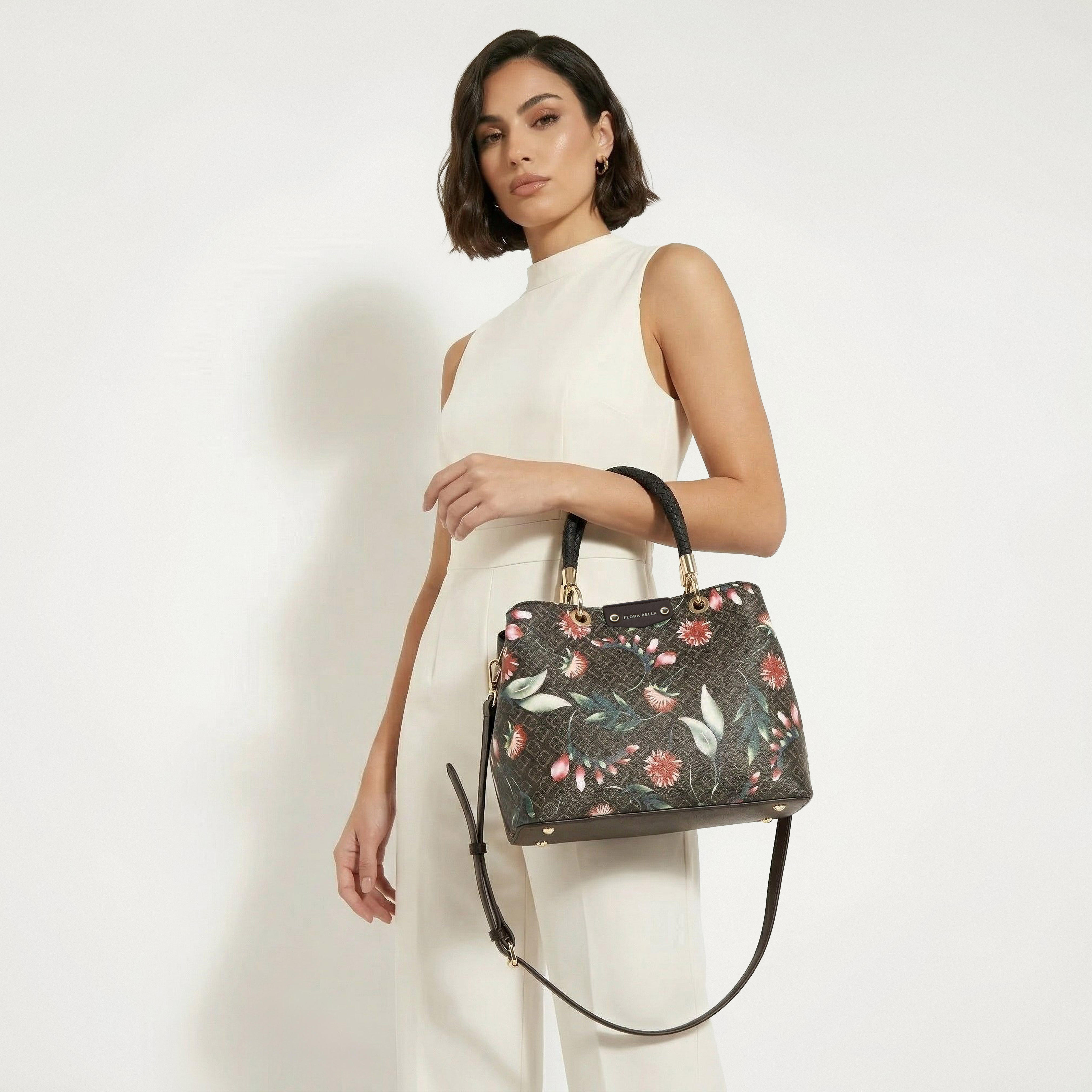 Flora Bella Floral Monogram Print Tote Bag with Double Handles-women-bagsandwallets-handbags-image-2