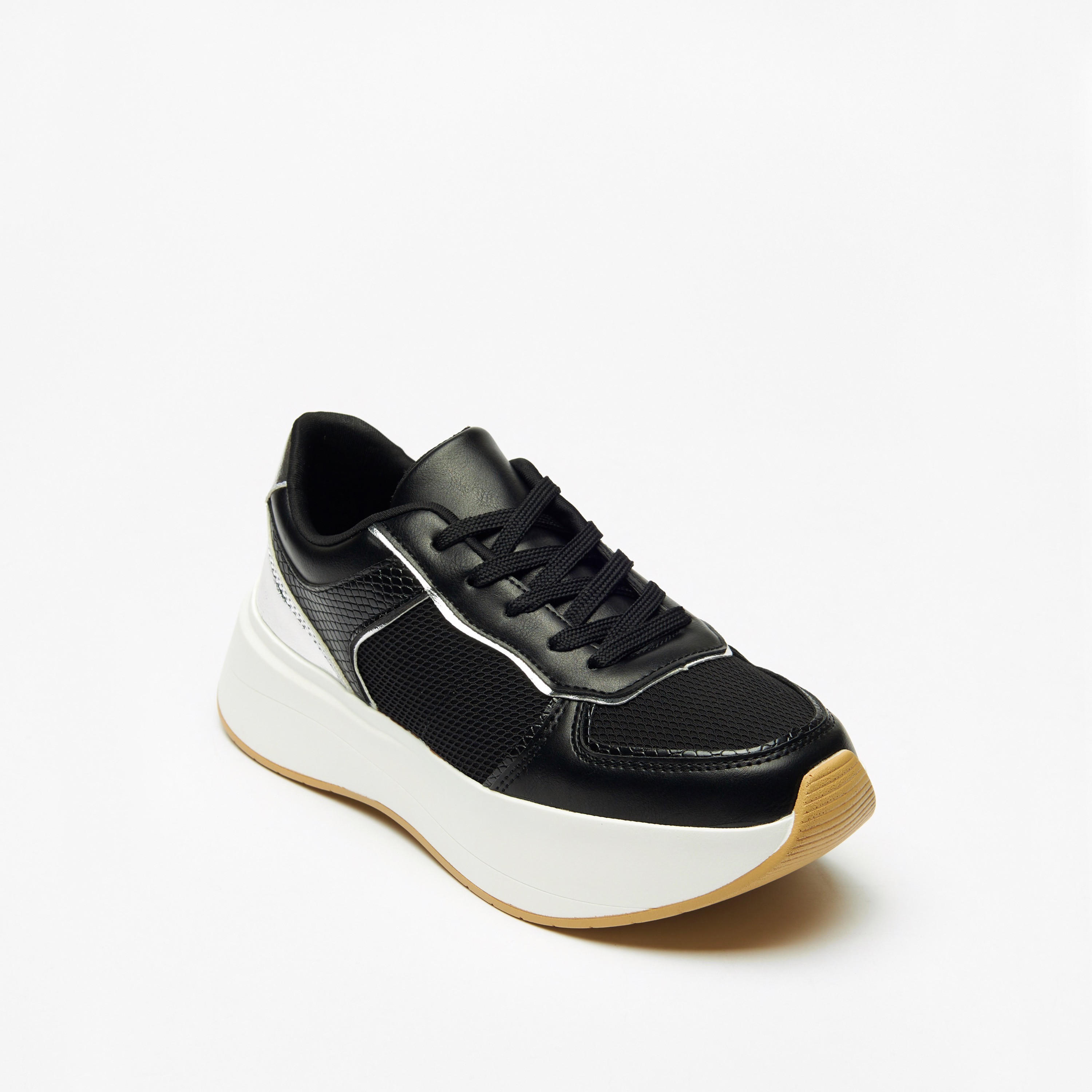 Textured Lace-Up Sneakers-women-shoes-sneakers-image-1