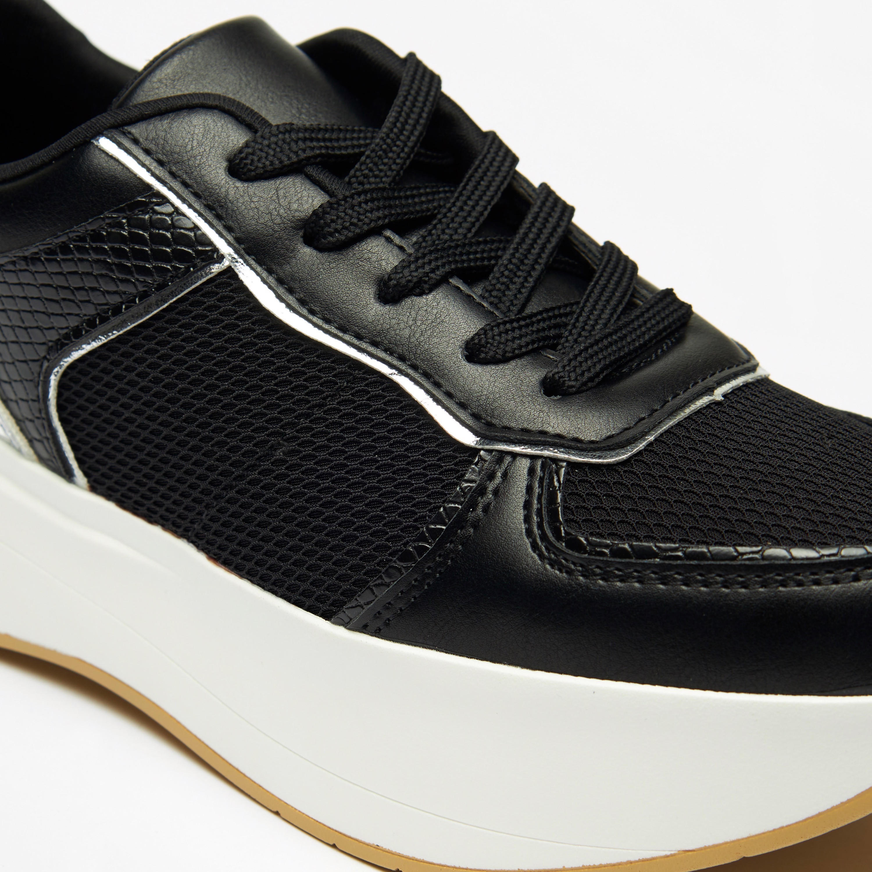 Textured Lace-Up Sneakers-women-shoes-sneakers-image-5