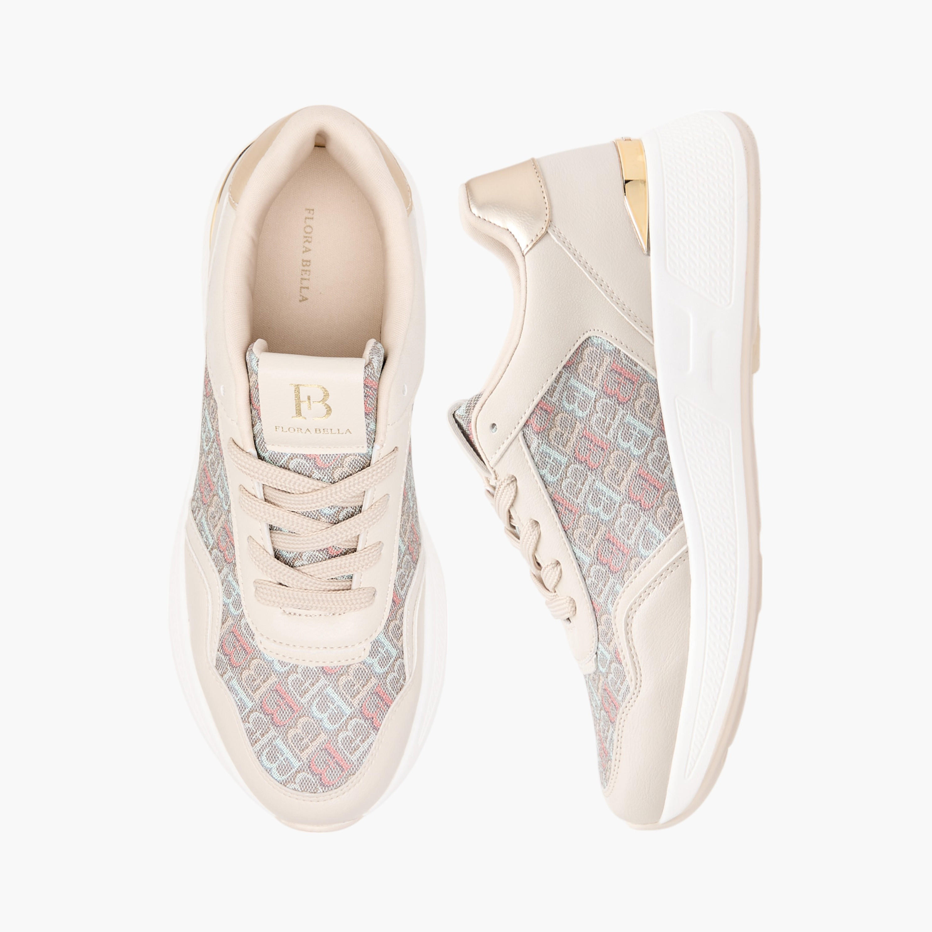 Flora Bella Monogram Print Lace-Up Sneakers-women-shoes-sneakers-image-1