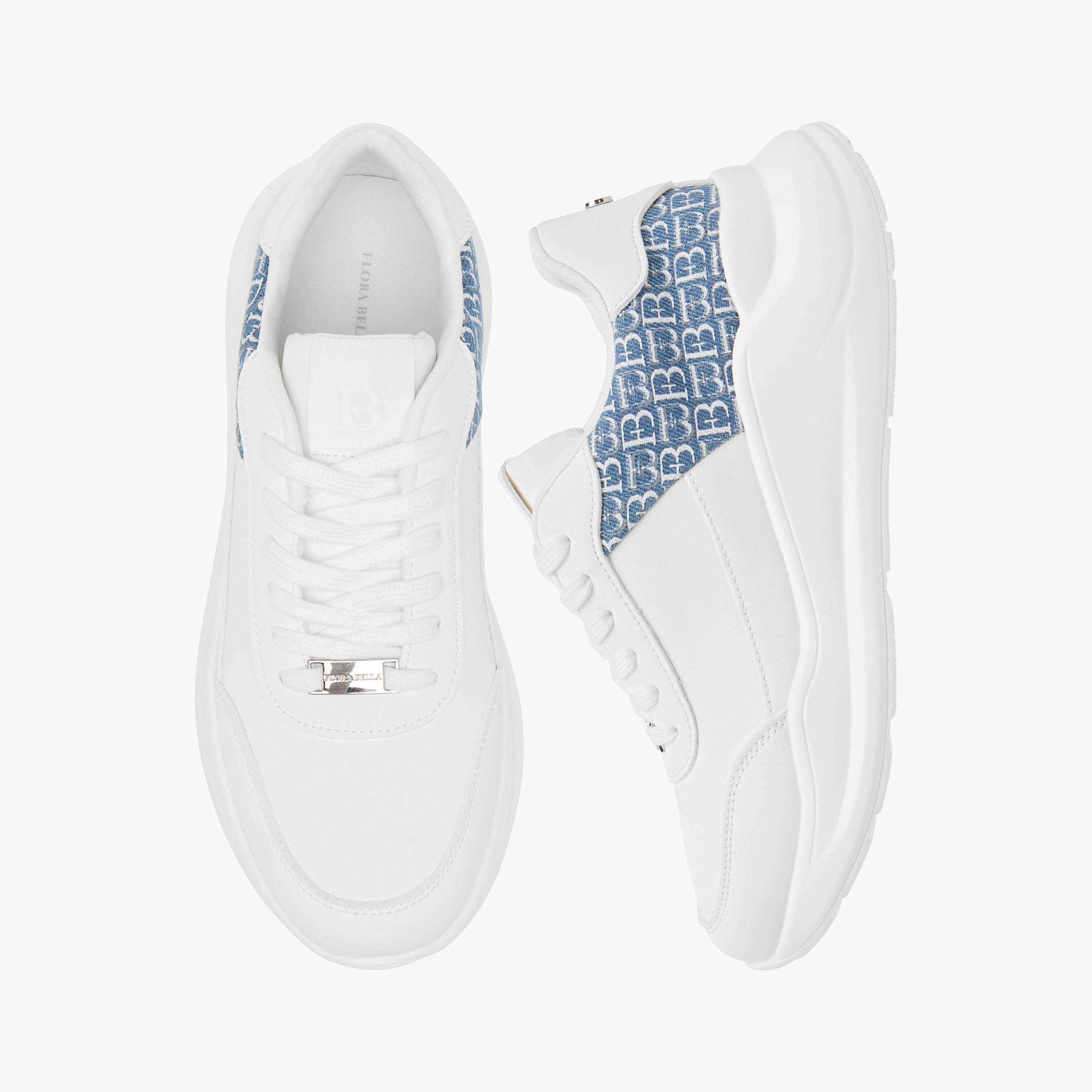 حذاء سنيكرز بارز الملمس برباط إغلاق وتفاصيل مونوجرام من فلورا بيلا-women-shoes-sneakers-image-1