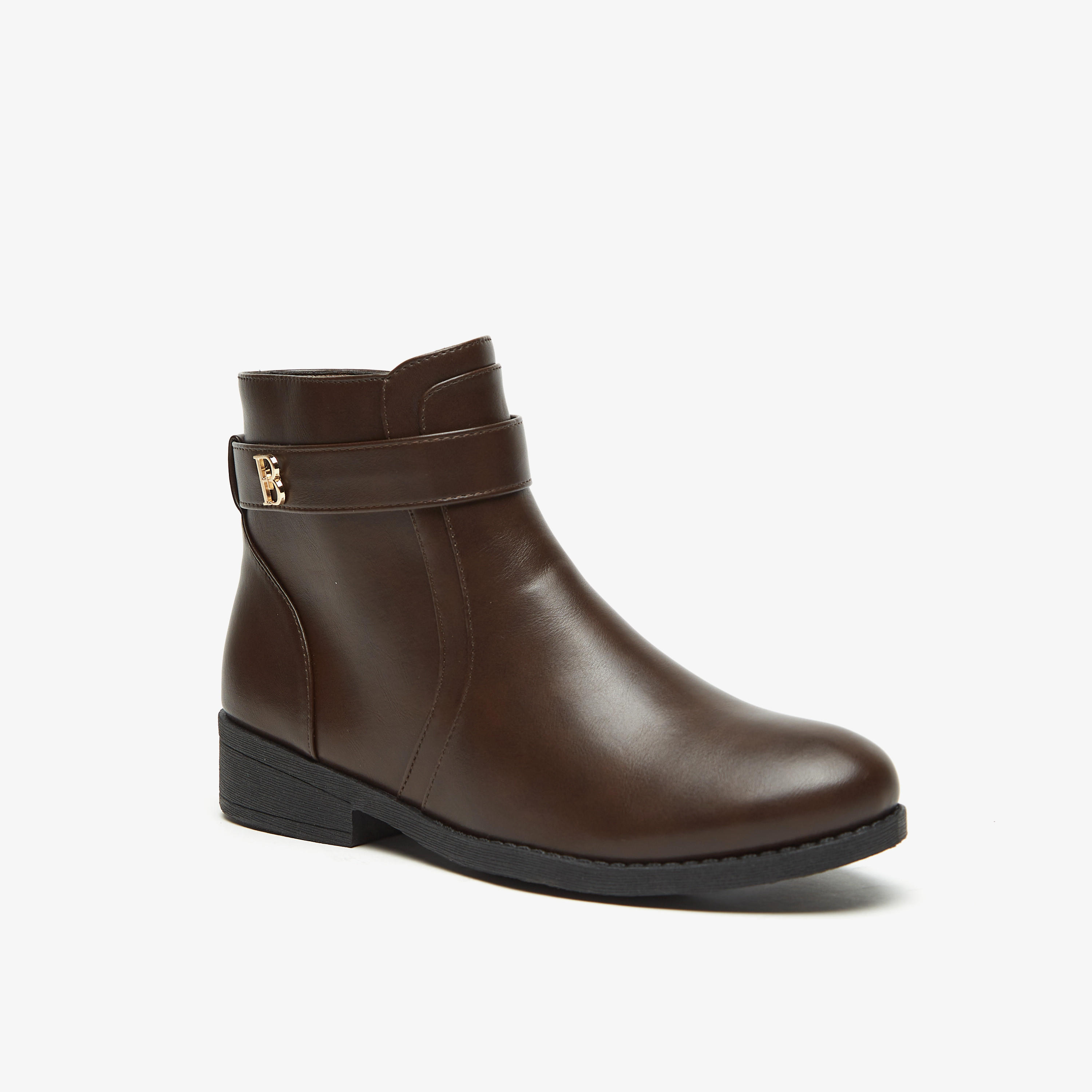 Shop Flora Bella Solid Ankle Boots With Zip Closure Online Splash UAE shop-flora-bella-solid-ankle-boots-with-zip-closure-online-splash-uae