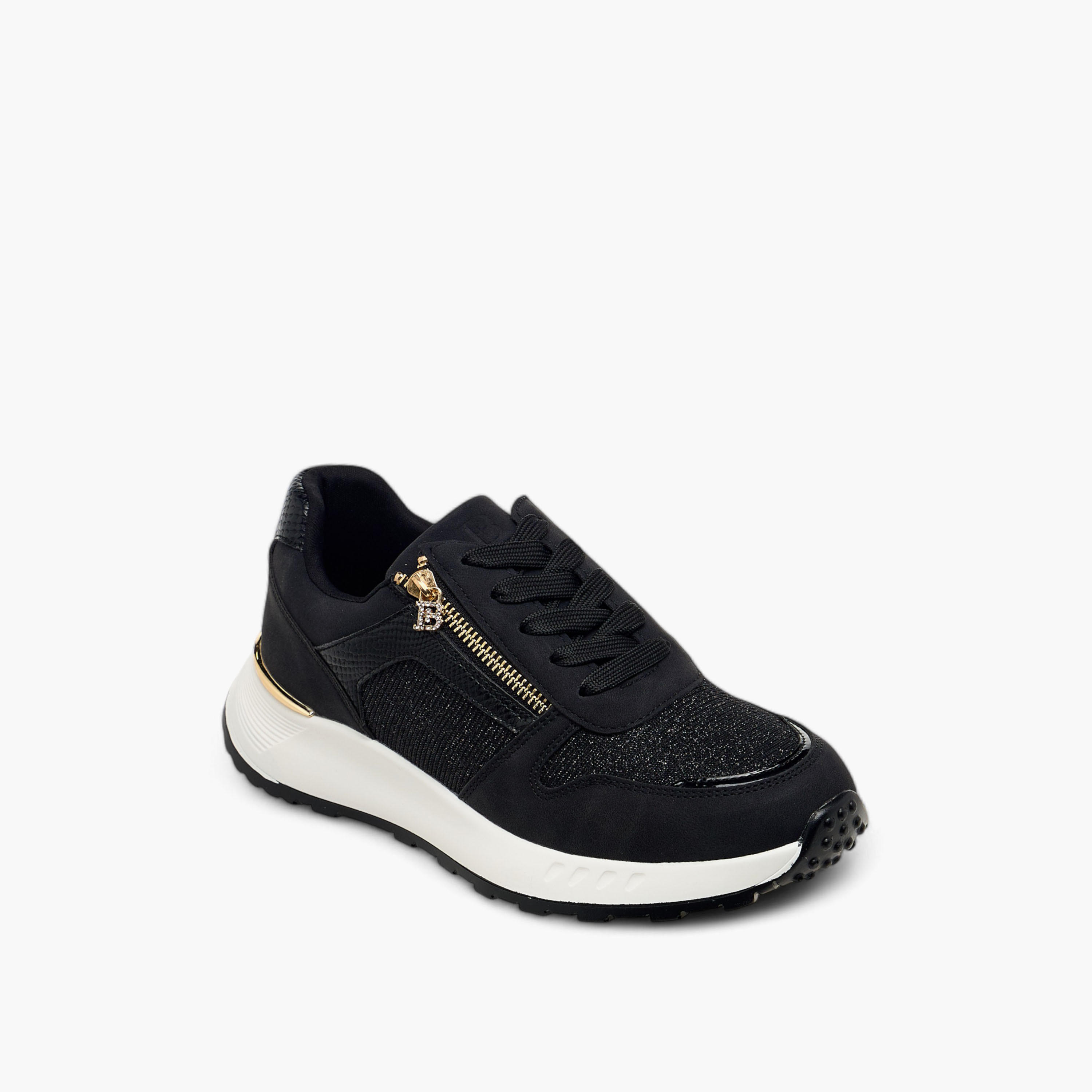 Flora Bella Glitter Panelled Sneakers with Lace-Up Closure-women-shoes-sneakers-image-2