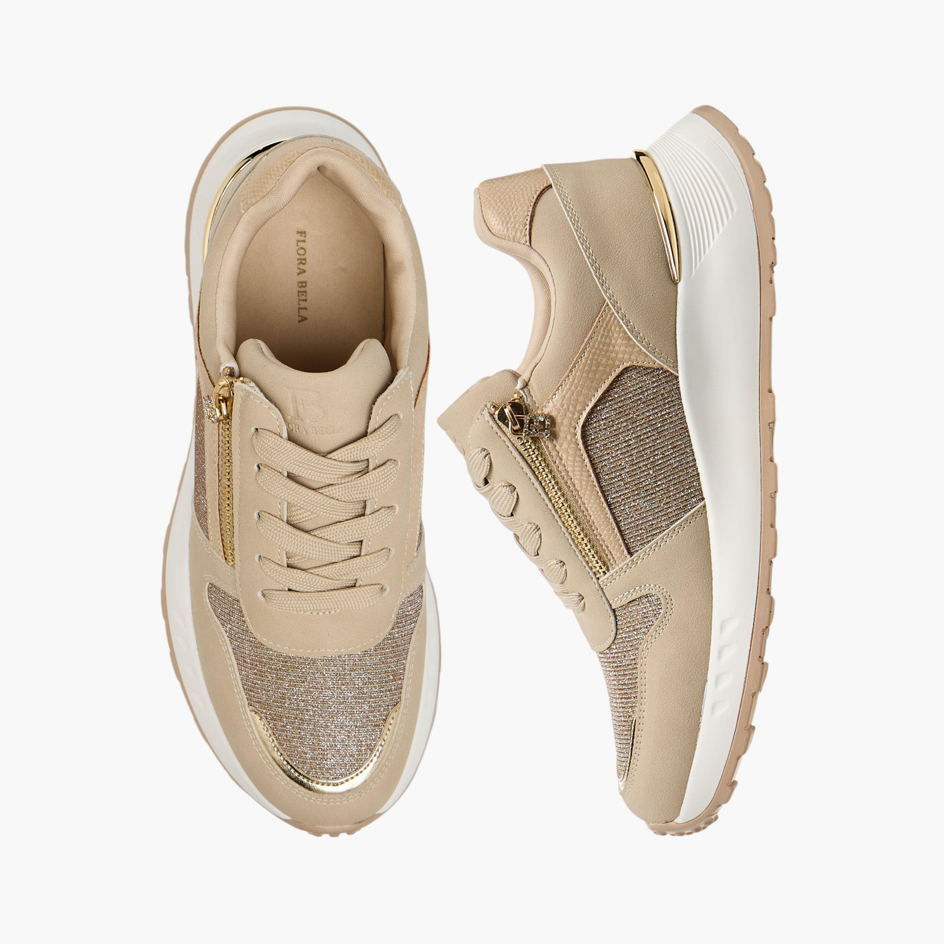 حذاء سنيكرز بألواح جليتر بارزة الملمس ورباط إغلاق من فلورا بيلا-women-shoes-sneakers-image-1