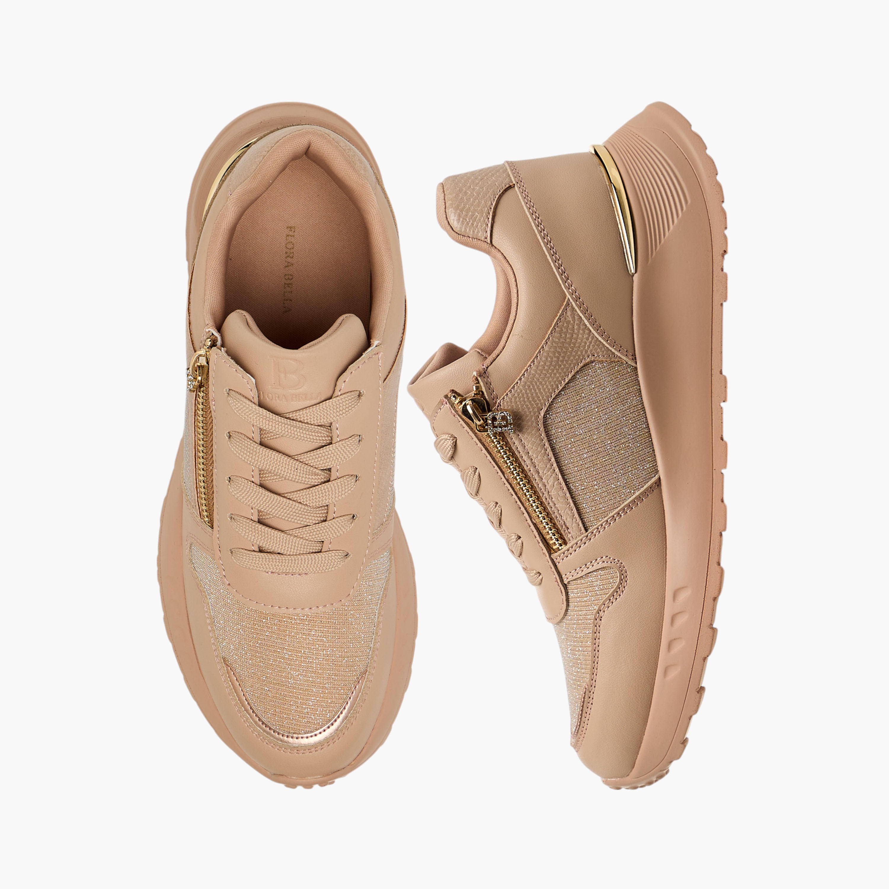 Flora Bella Glitter Panelled Sneakers with Lace-Up Closure-women-shoes-sneakers-image-1