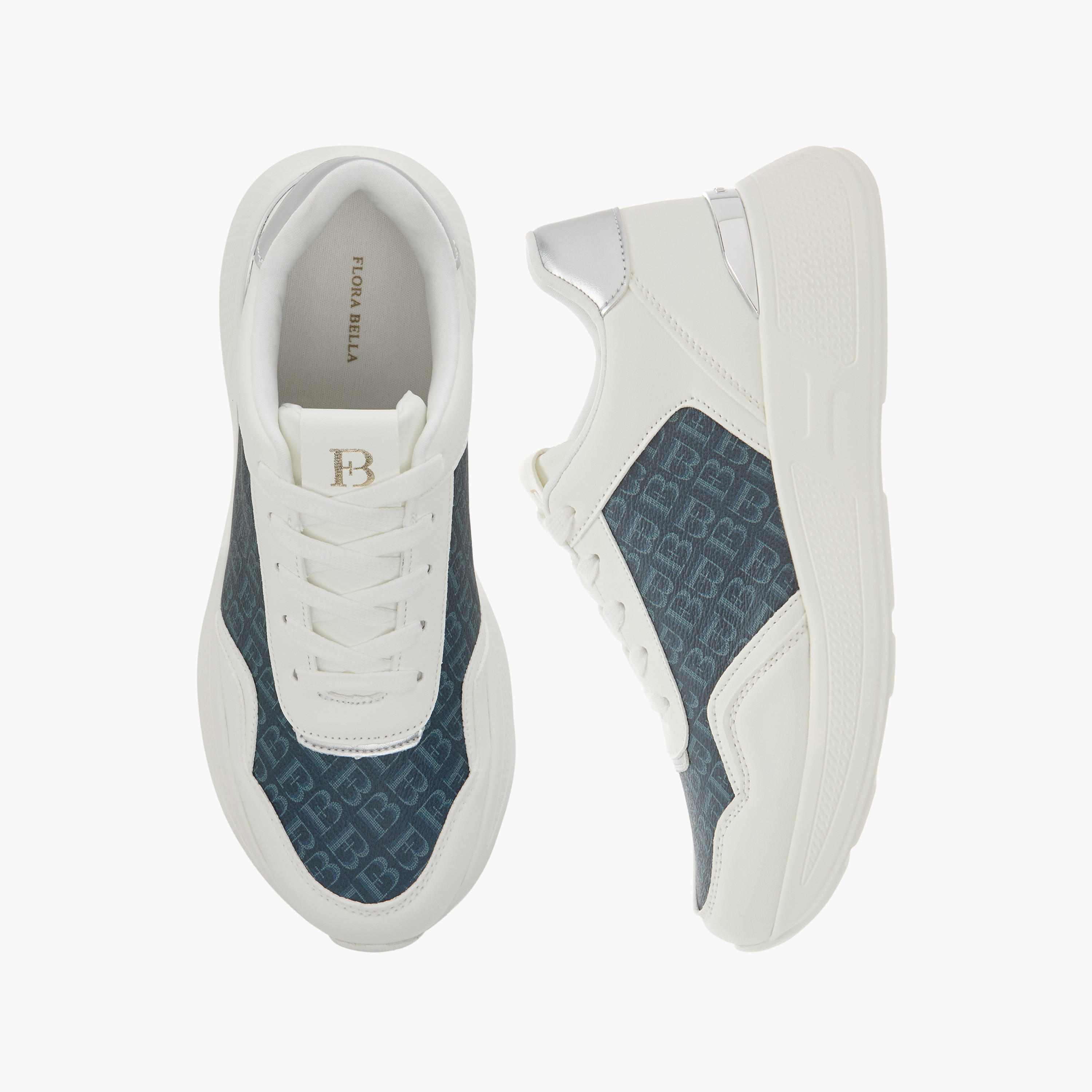حذاء سنيكرز برباط إغلاق وطبعات مونوجرام من فلورا بيلا-women-shoes-sneakers-image-1
