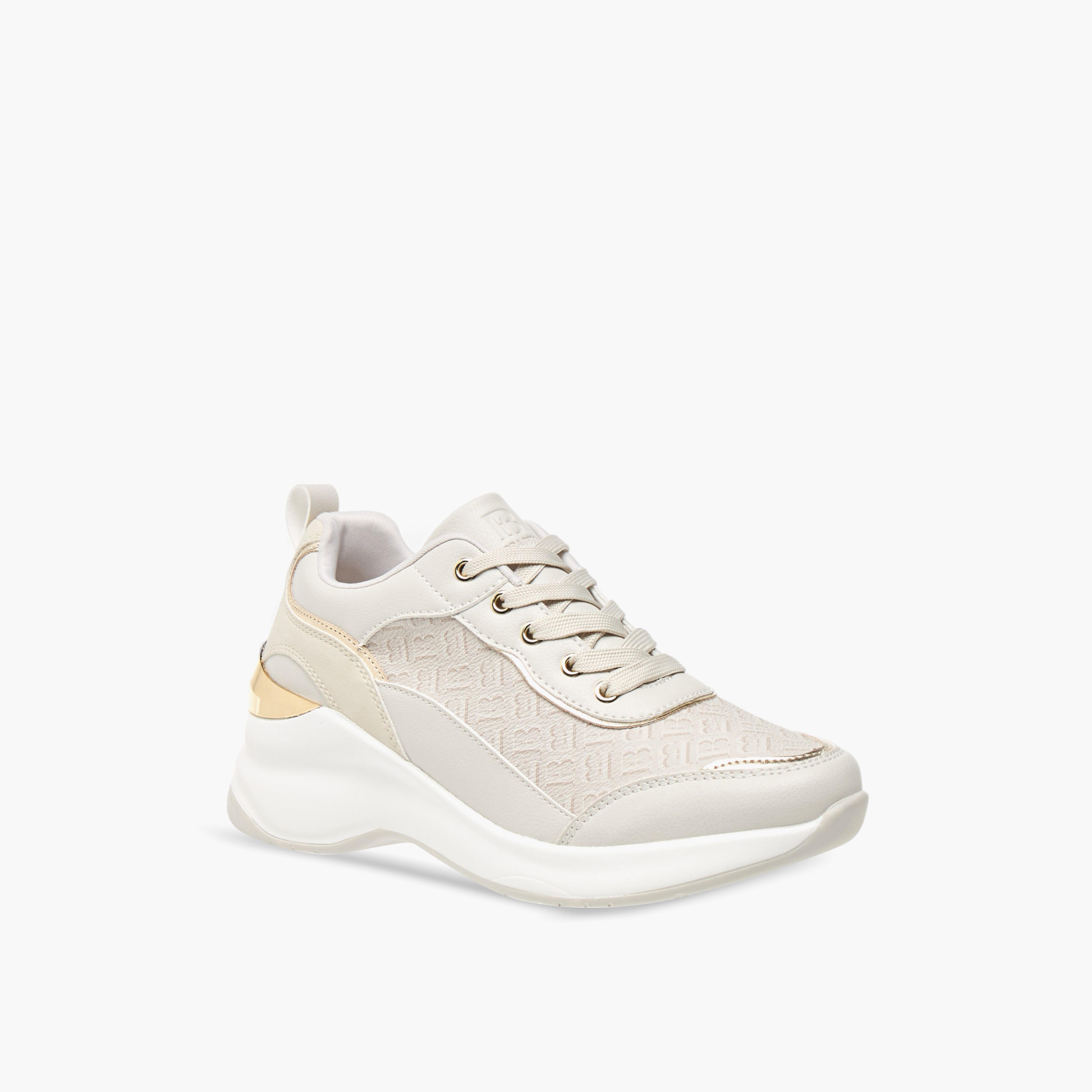 Flora Bella Monogram Textured Sneakers with Lace-Up Closure-women-shoes-sneakers-image-2