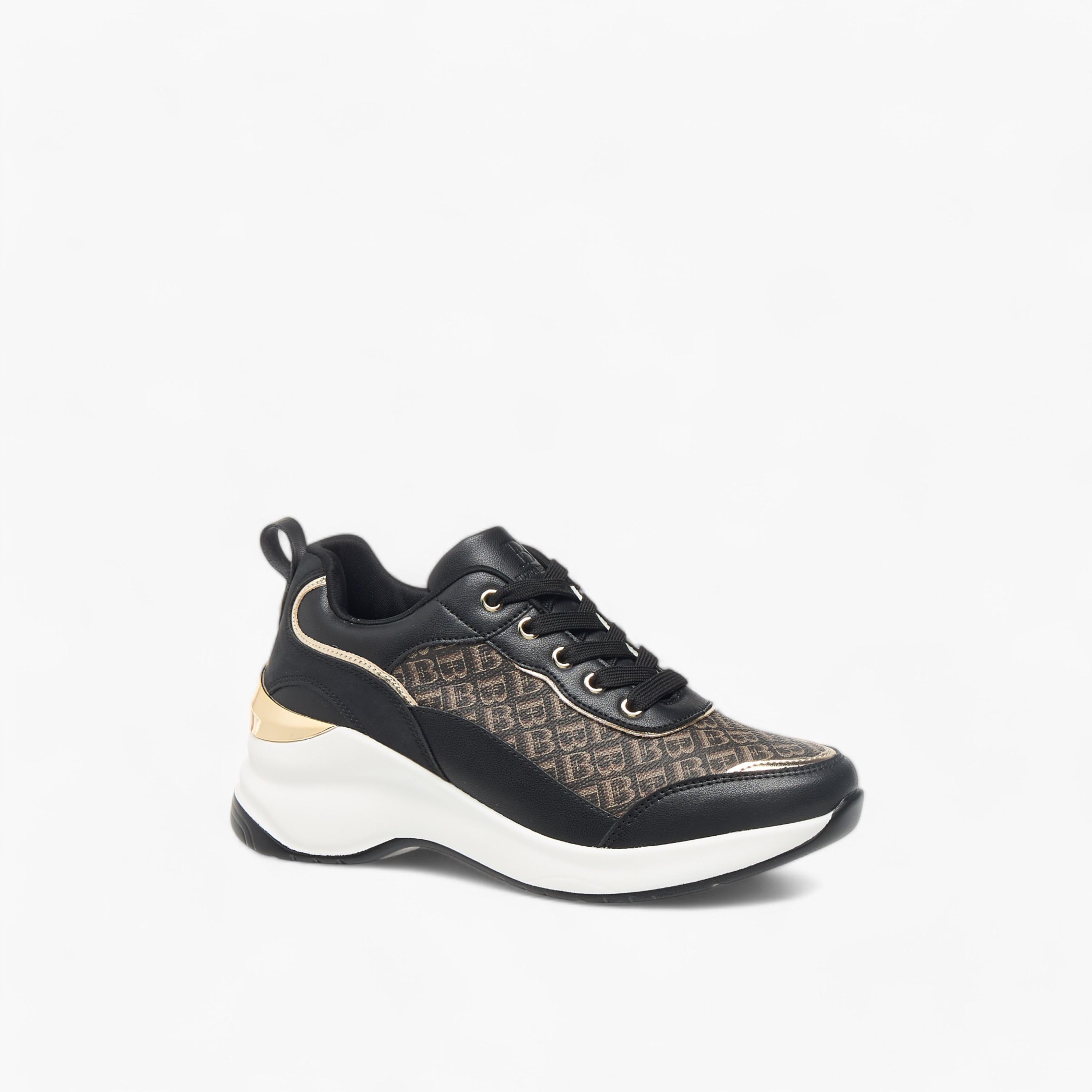 حذاء سنيكرز بارز الملمس بنمط مونوجرام ورباط إغلاق من فلورا بيلا-women-shoes-sneakers-image-2
