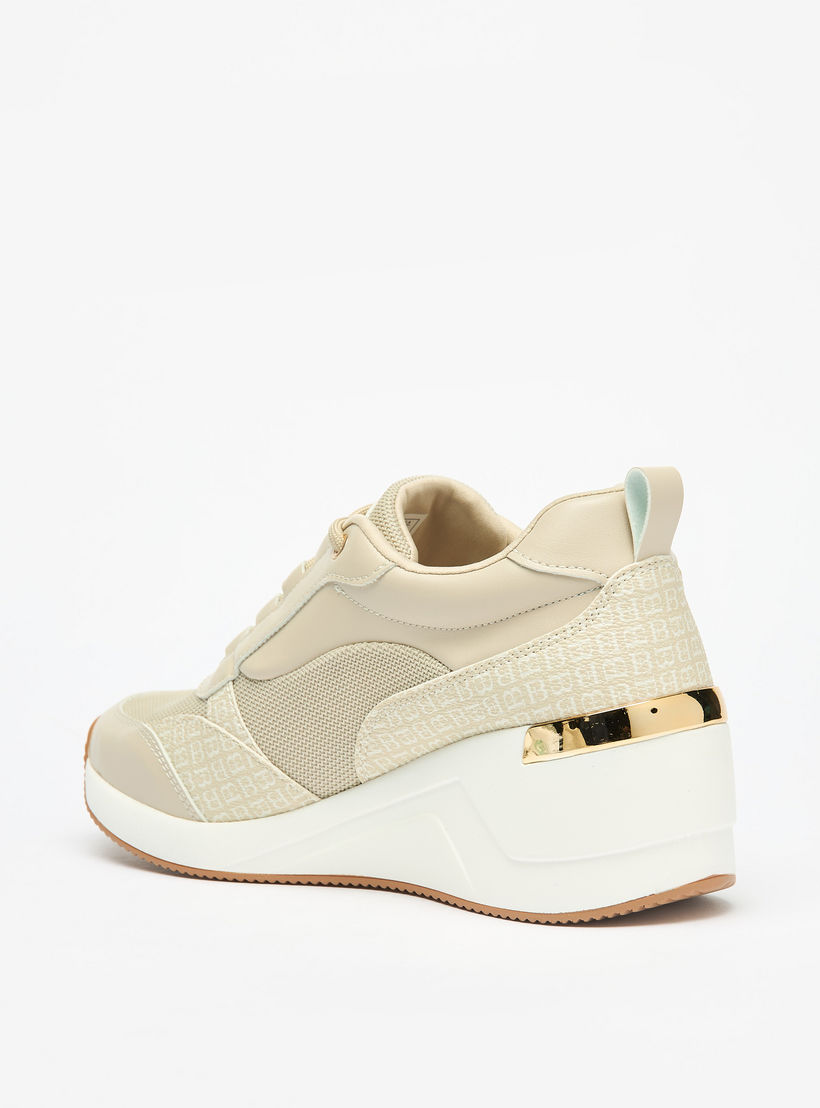 Flora Bella Monogram Wedge Sneakers with Lace-Up Closure-women-shoes-sneakers-image-2