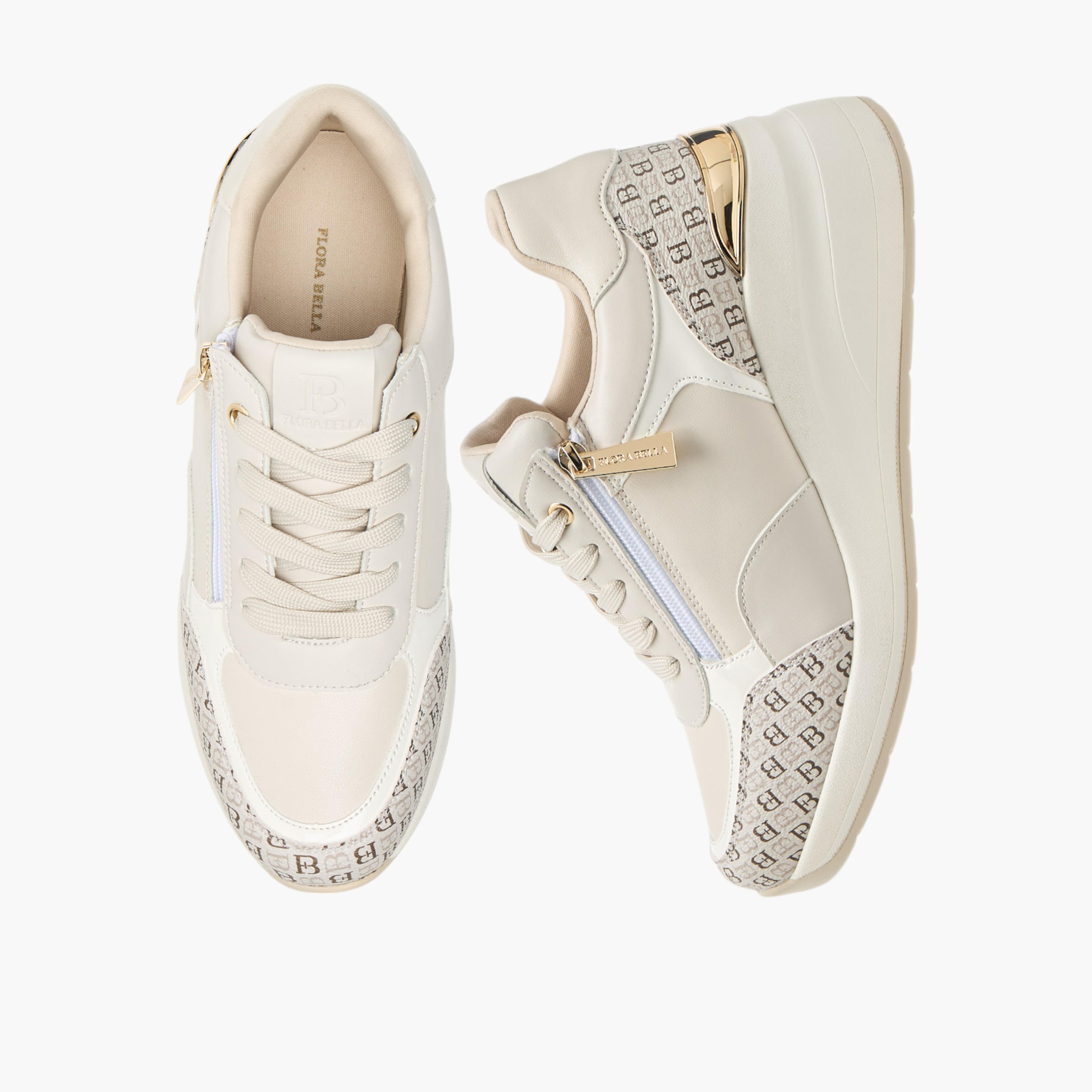 حذاء سنيكرز بطبعات مونوجرام ورباط إغلاق من فلورا بيلا-women-shoes-sneakers-image-1