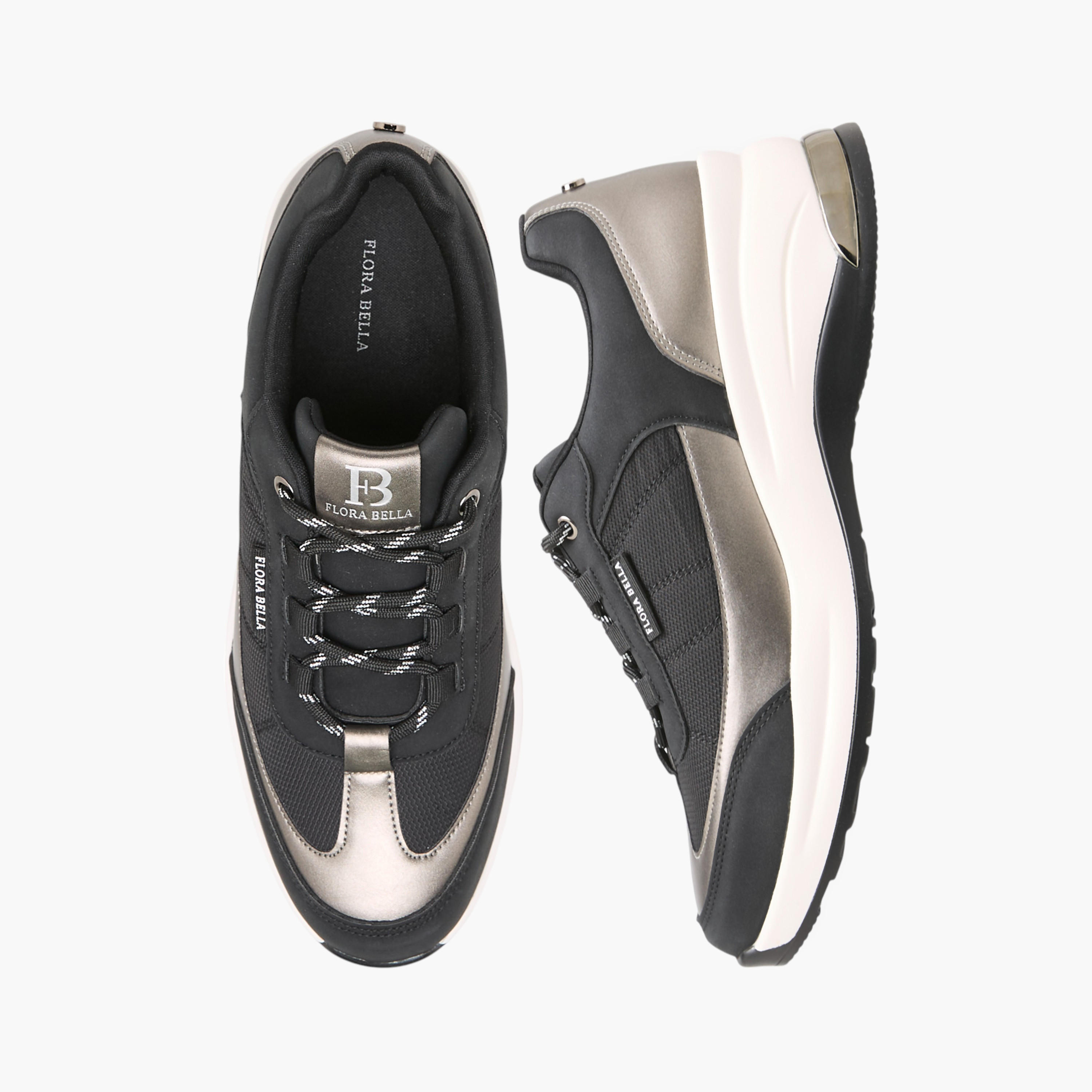 Flora Bella Panelled Sneakers with Lace-Up Closure-women-shoes-sneakers-image-1