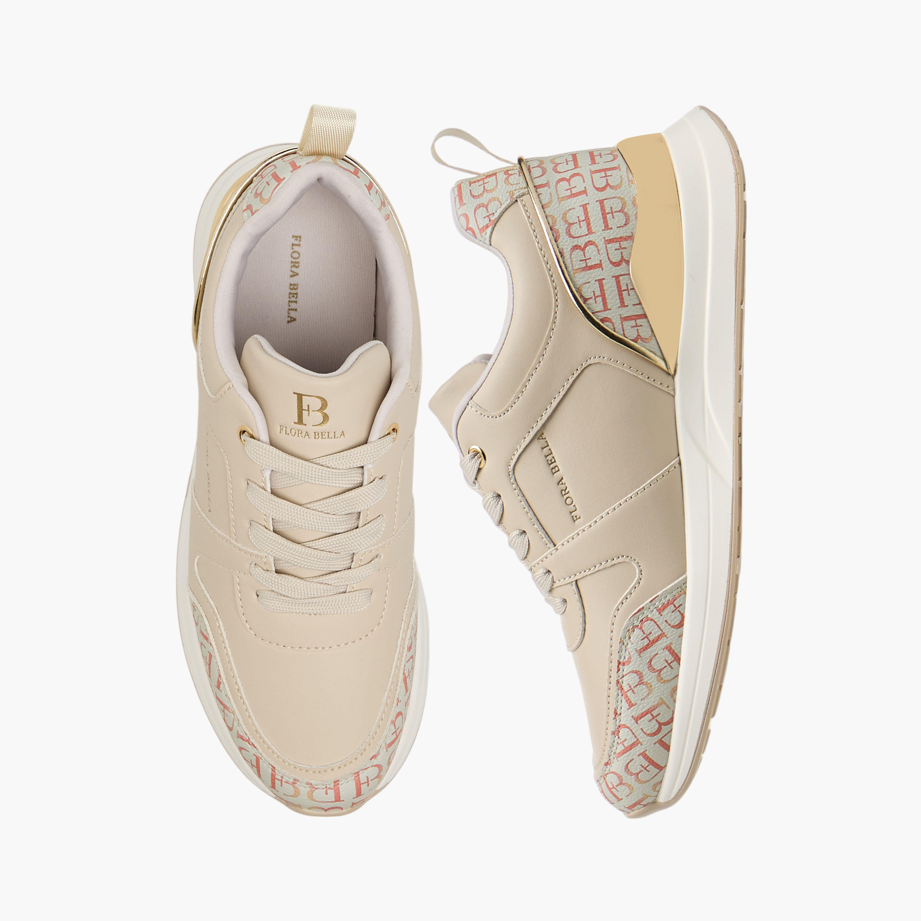 حذاء سنيكرز بطبعات مونوجرام ورباط إغلاق من فلورا بيلا-women-shoes-sneakers-image-1