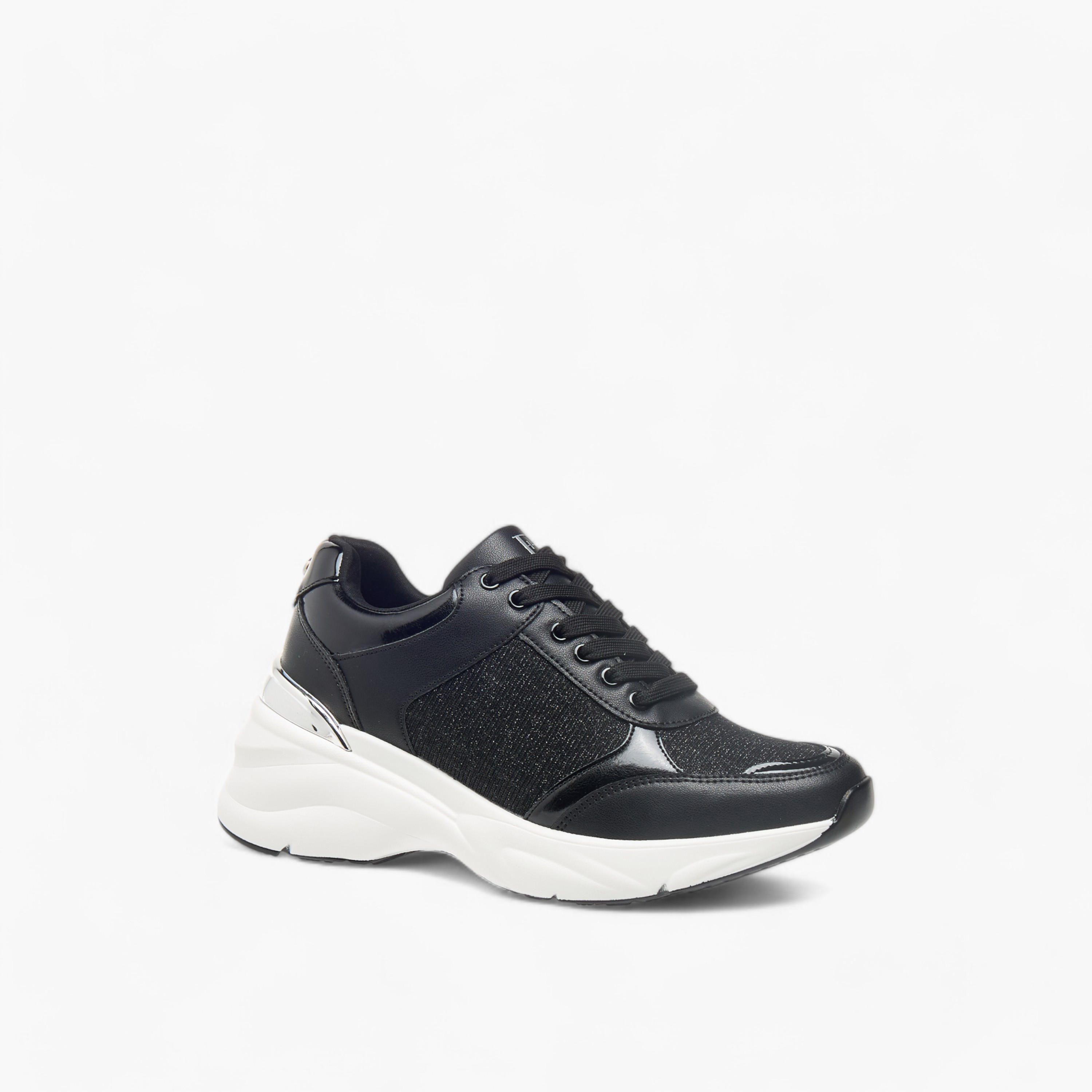حذاء سنيكرز بزينة جليتر بارزة الملمس ورباط إغلاق من فلورا بيلا-women-shoes-sneakers-image-2