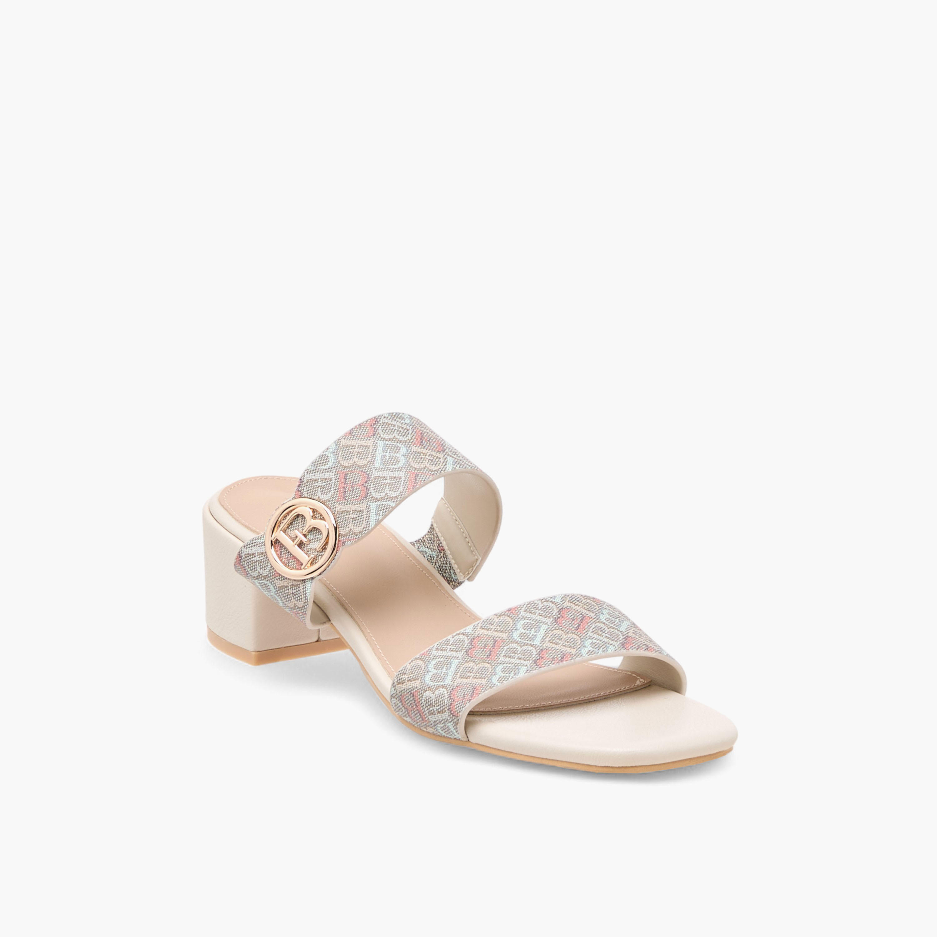 Flora Bella Monogram Accent Blocked Heel Slip-On Sandals-women-shoes-sandals-heeled-image-2
