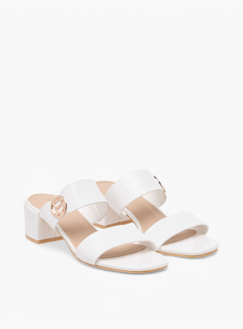 صندل سهل الارتداء بكعب سميك وزينة مونوجرام من فلورا بيلا-women-shoes-sandals-heeled-image-1