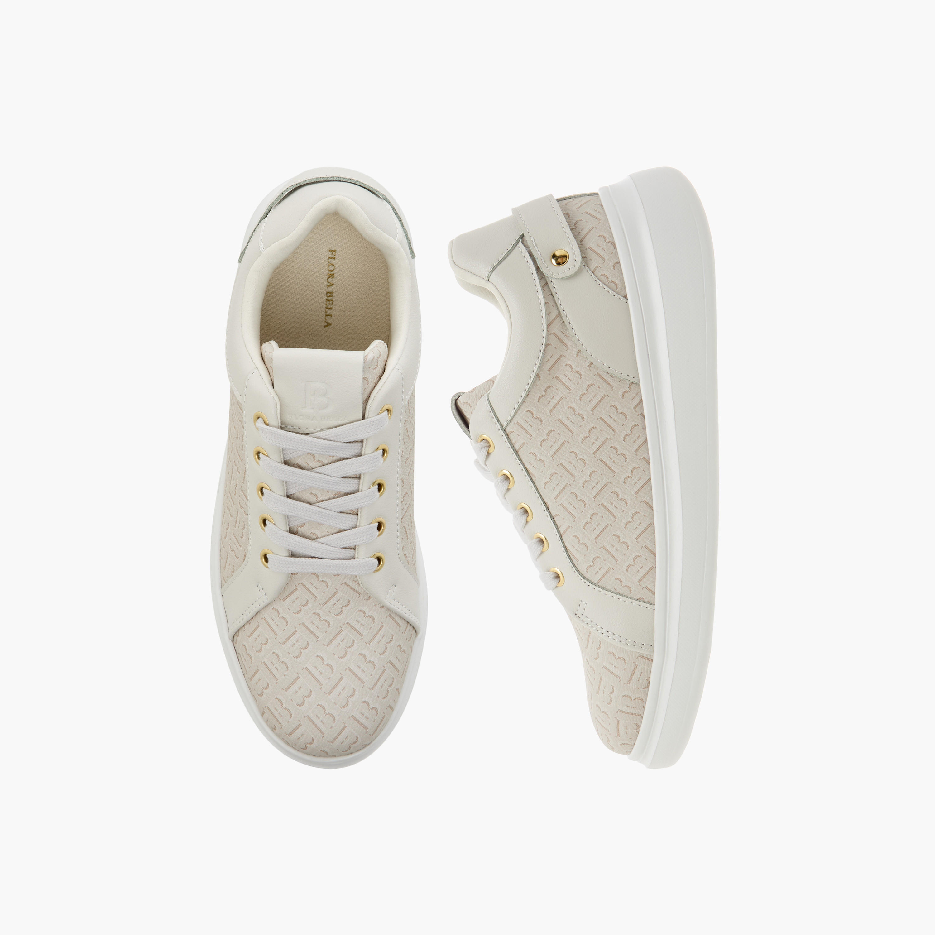 حذاء سنيكرز برباط إغلاق وطبعات مونوجرام من فلورا بيلا-women-shoes-sneakers-image-1