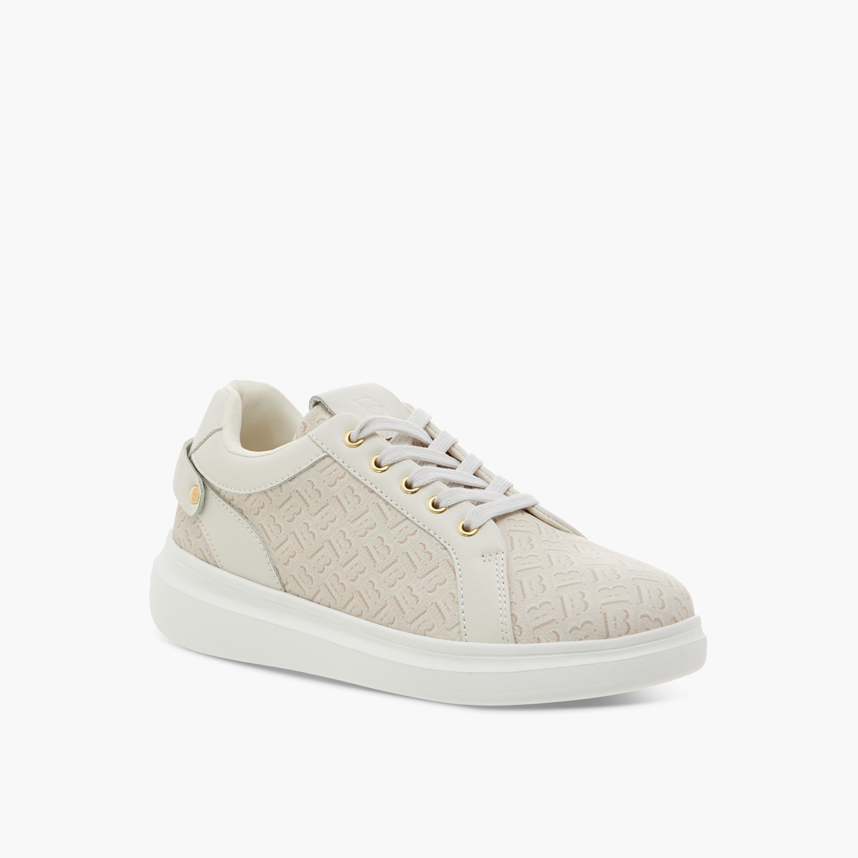حذاء سنيكرز برباط إغلاق وطبعات مونوجرام من فلورا بيلا-women-shoes-sneakers-image-2